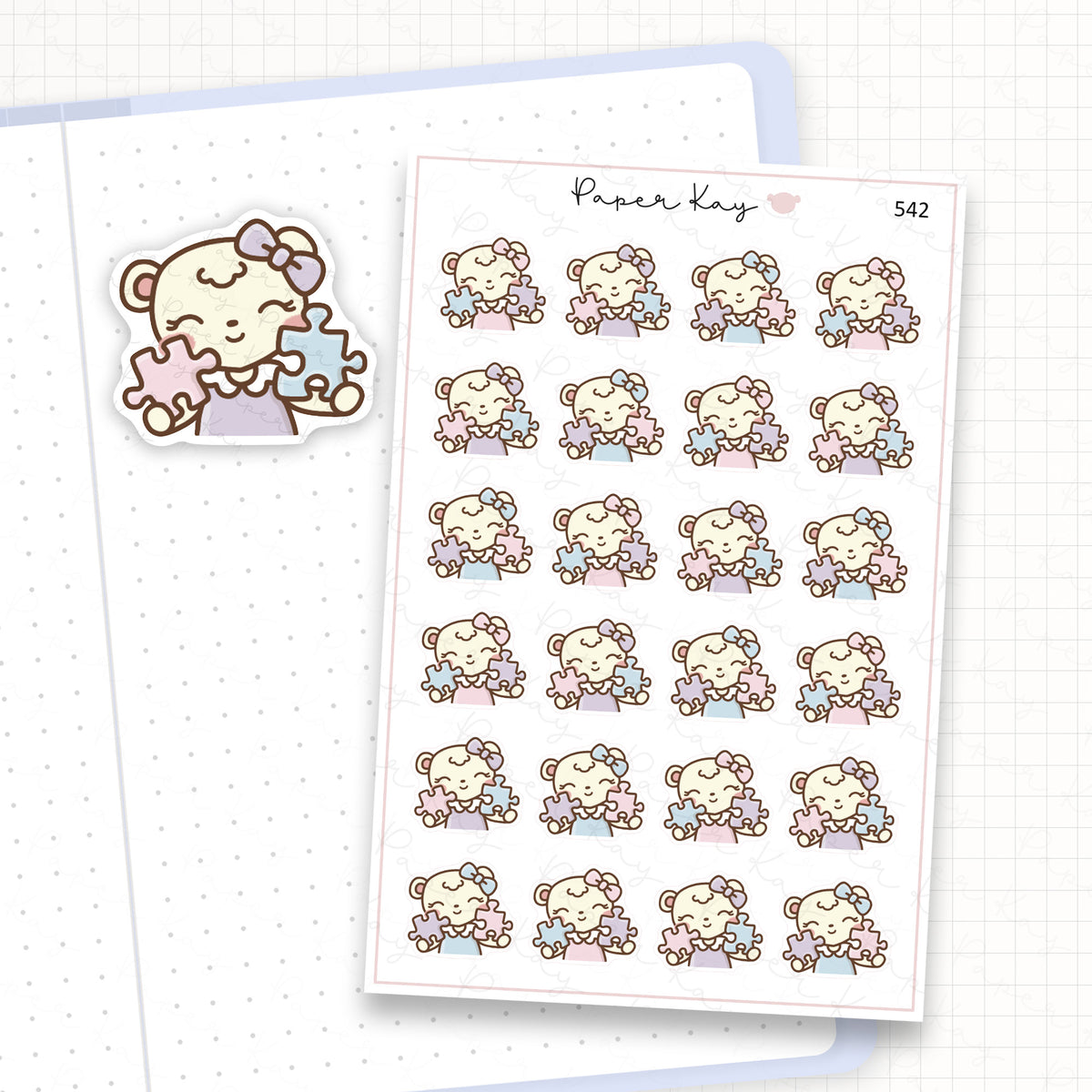 Zoomed in image of the doodles from a character planner sticker sheet.