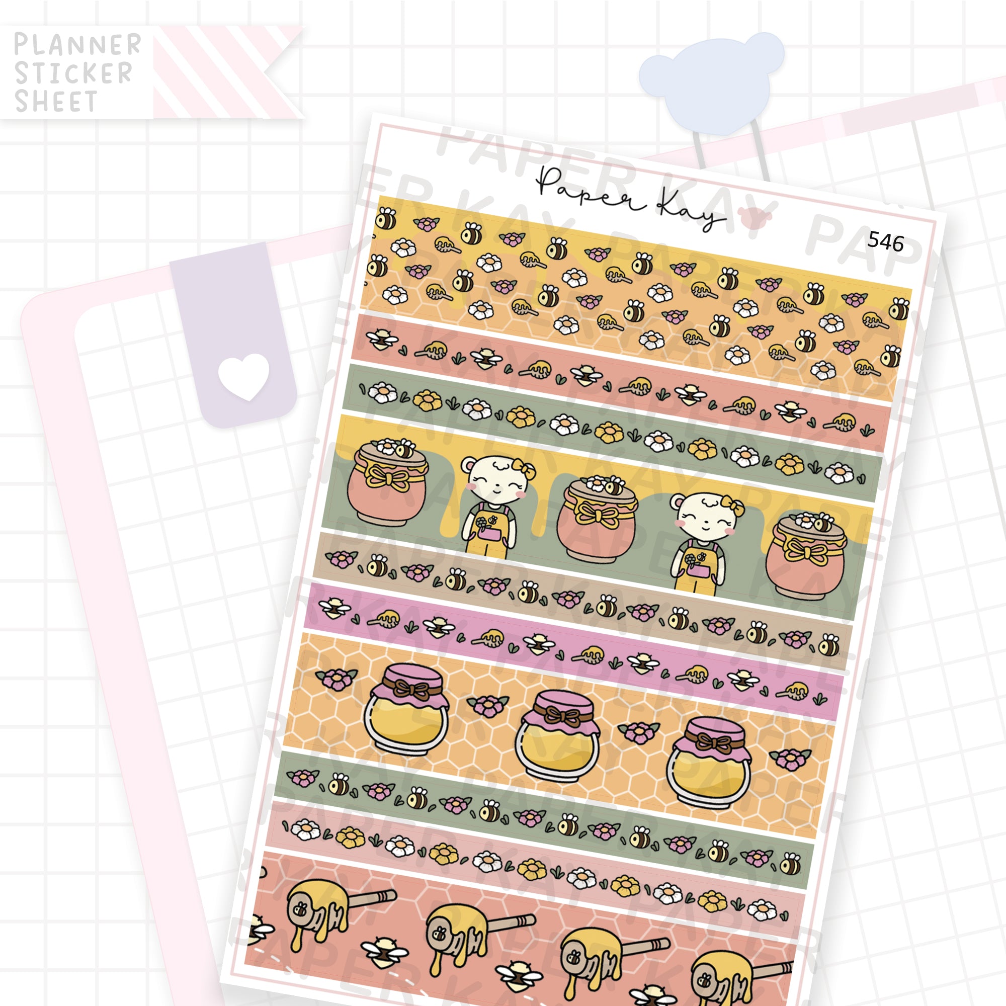 Sweet as Honey Washi Strip Sticker Sheet