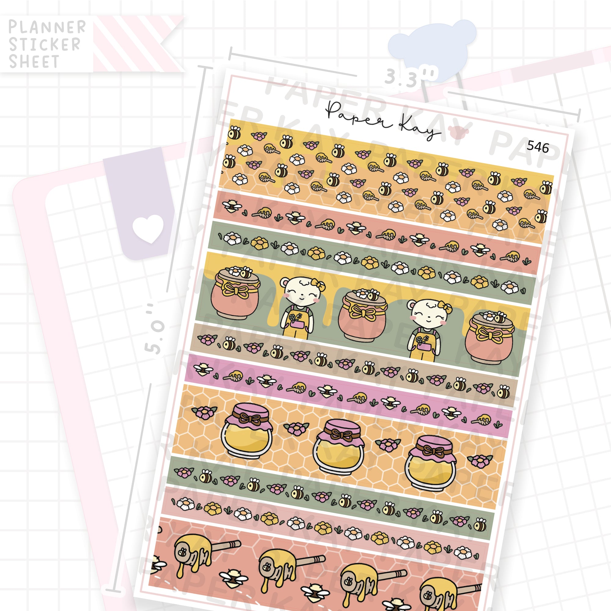 Sweet as Honey Washi Strip Sticker Sheet