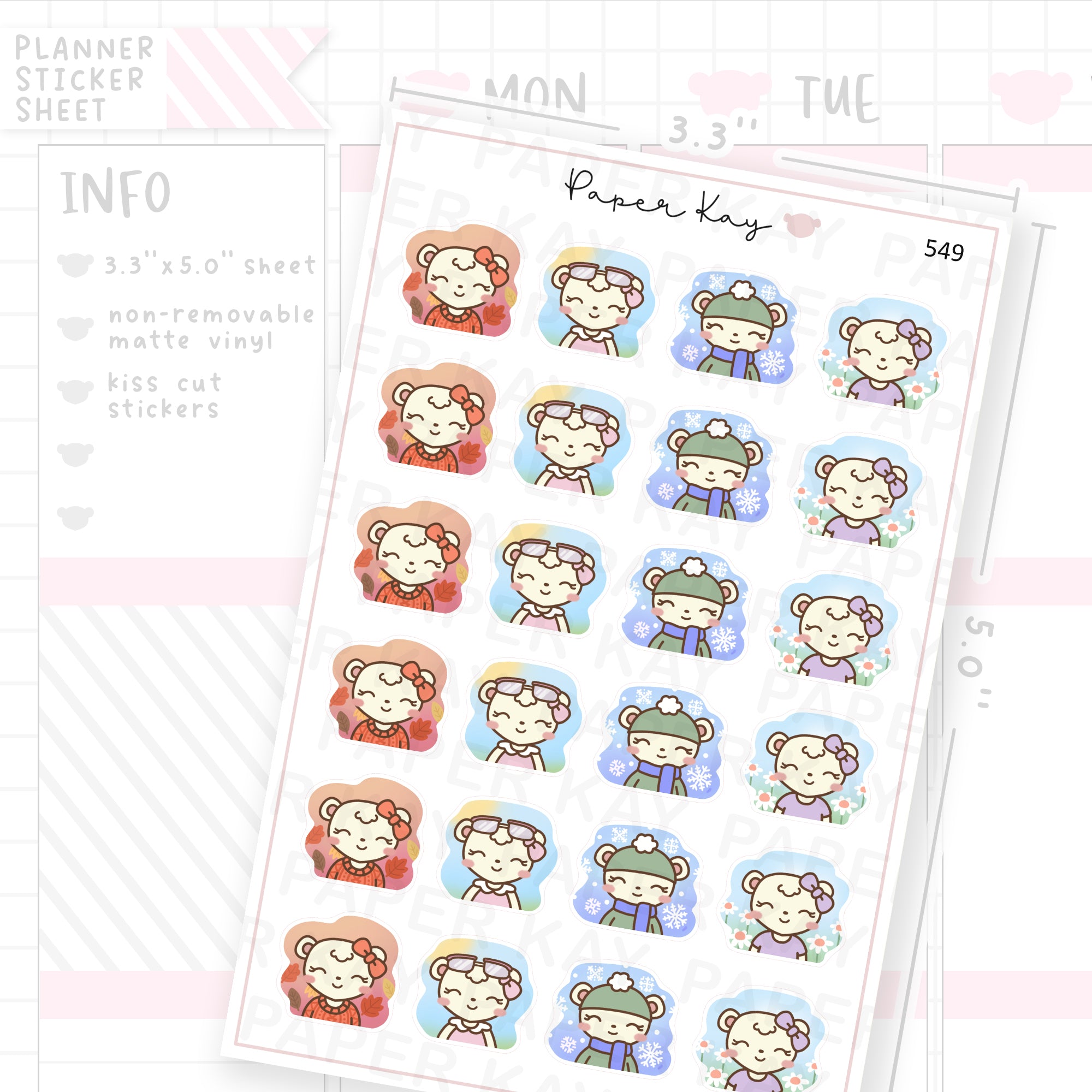 Dot the Bear Seasons Sticker Sheet
