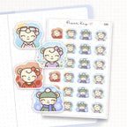 Zoomed in image of the doodles from a character planner sticker sheet.