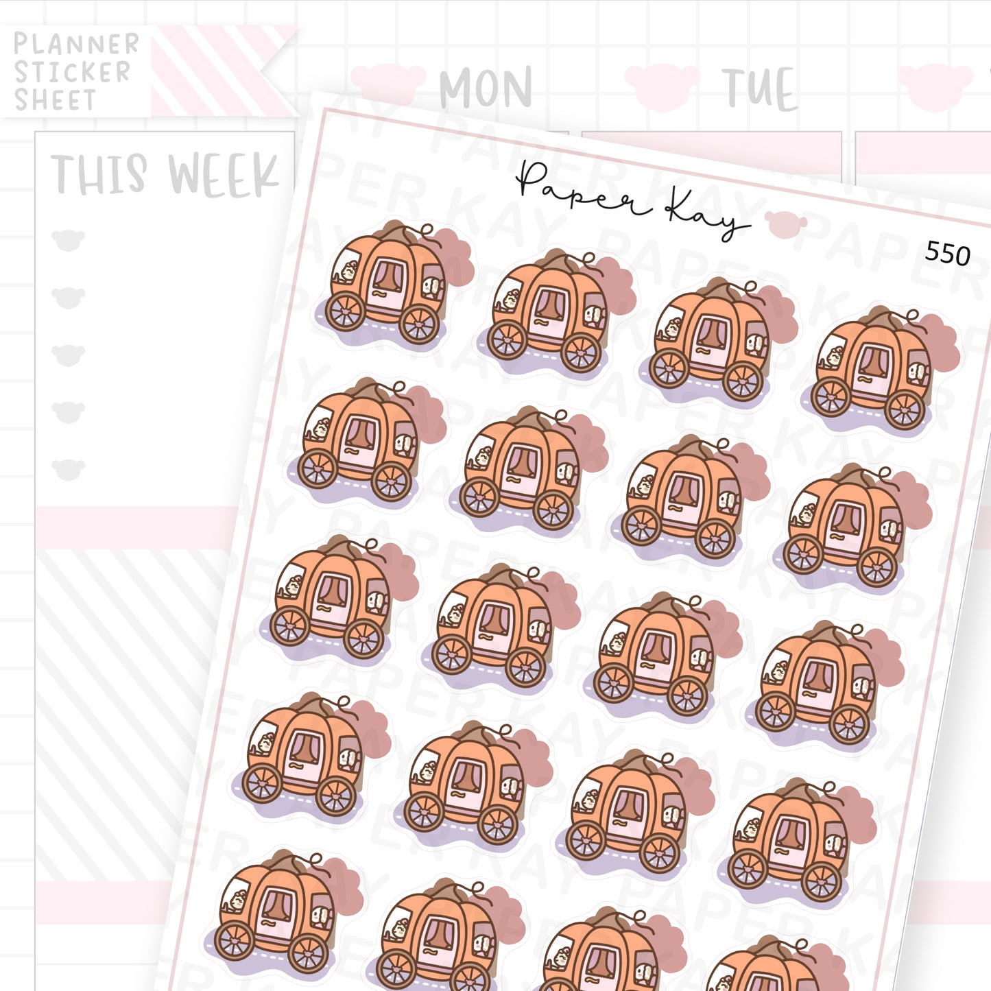 Pumpkin Carriage Car Sticker Sheet