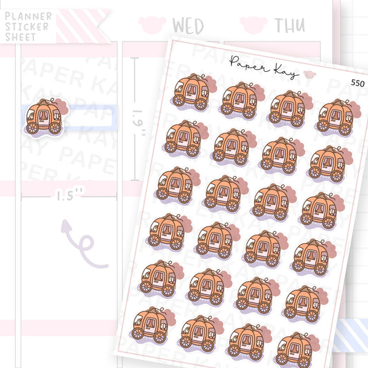 Pumpkin Carriage Car Sticker Sheet