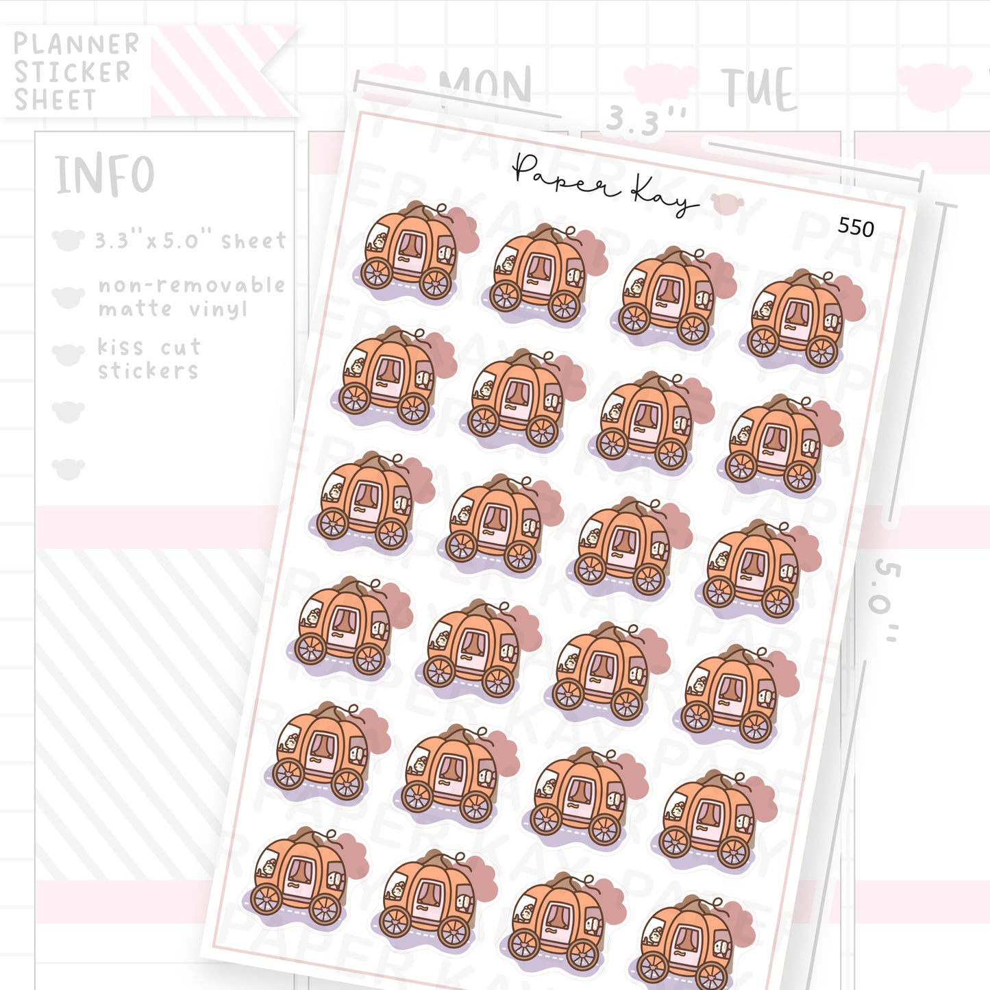 Pumpkin Carriage Car Sticker Sheet