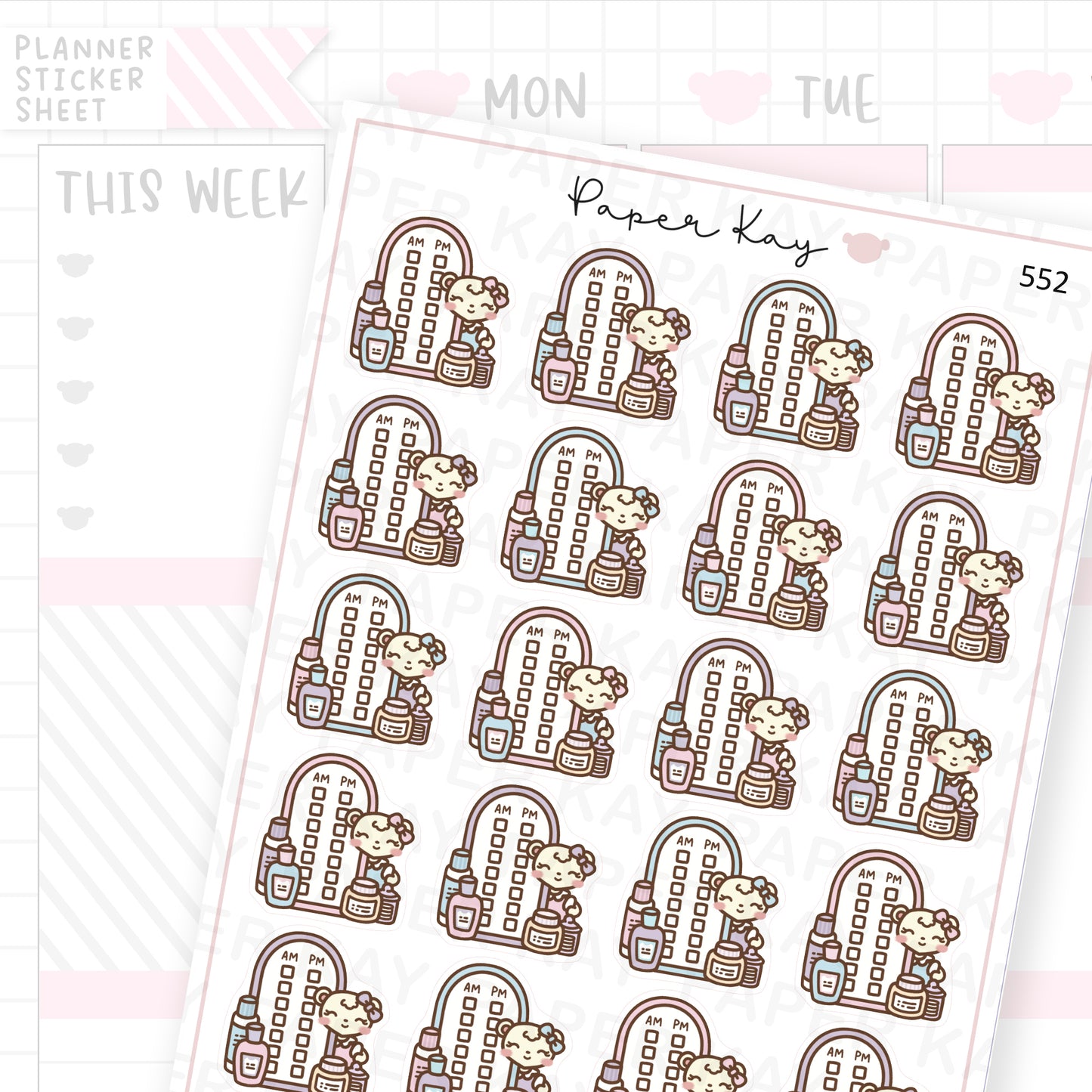 DTB AM/PM Skincare Tracker Sticker Sheet