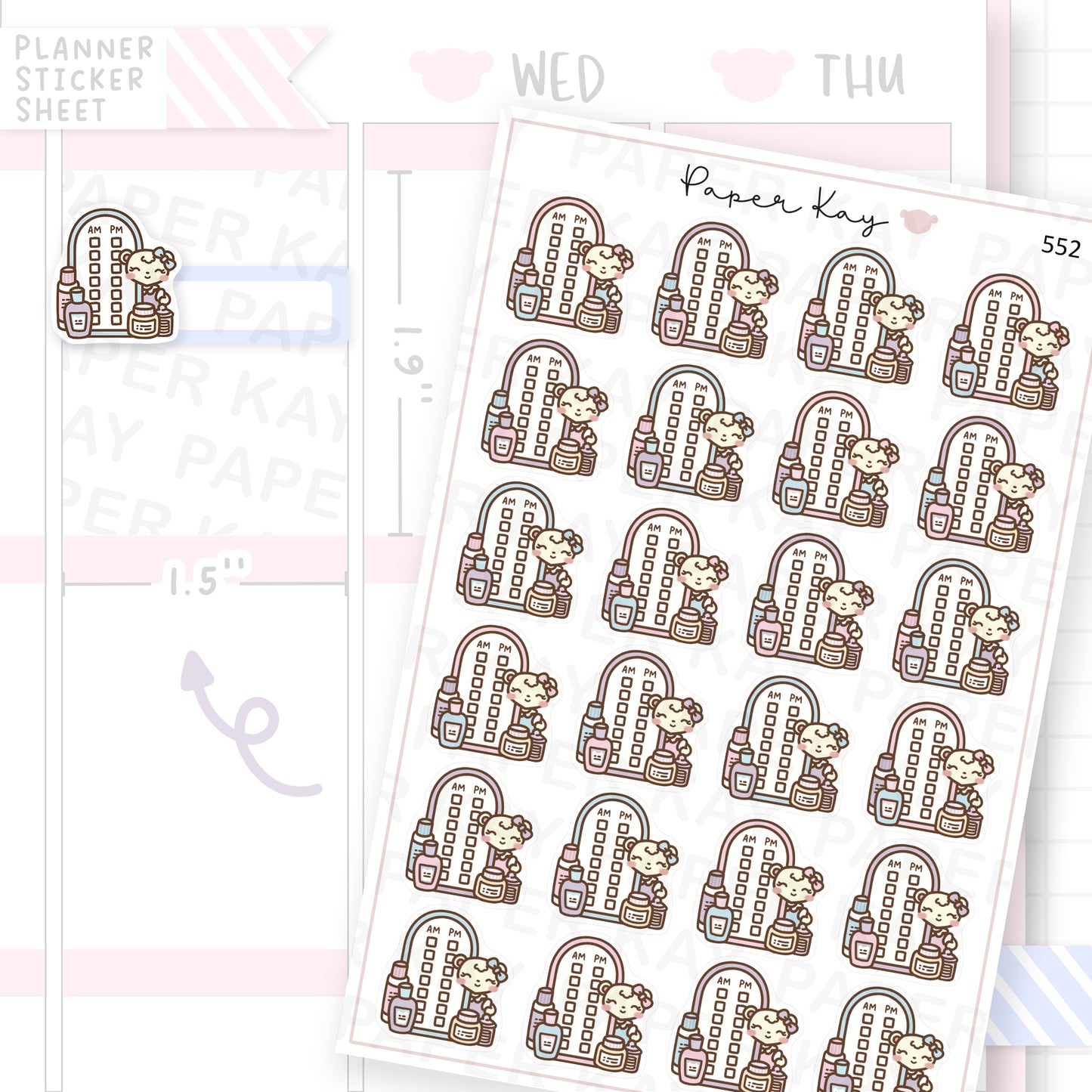 DTB AM/PM Skincare Tracker Sticker Sheet