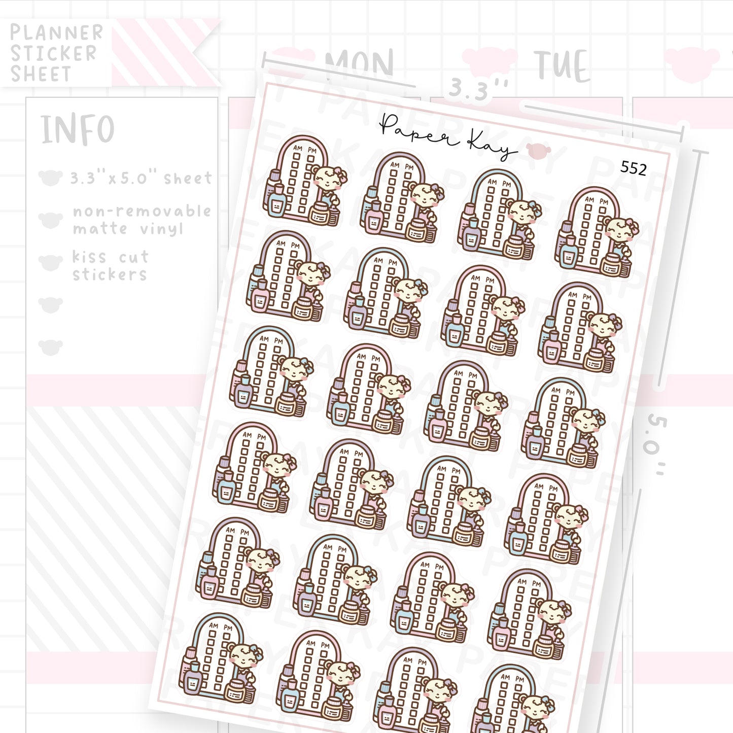 DTB AM/PM Skincare Tracker Sticker Sheet