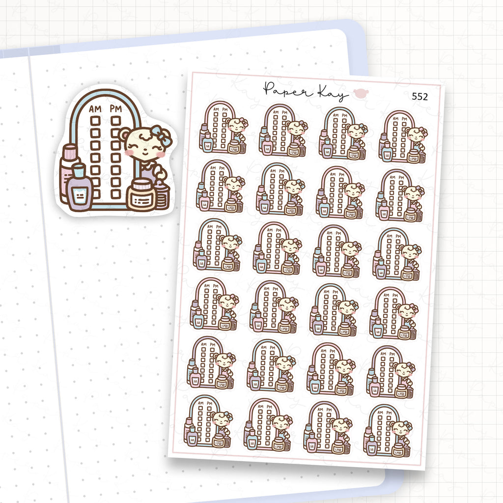 Zoomed in image of the doodles from a character planner sticker sheet.