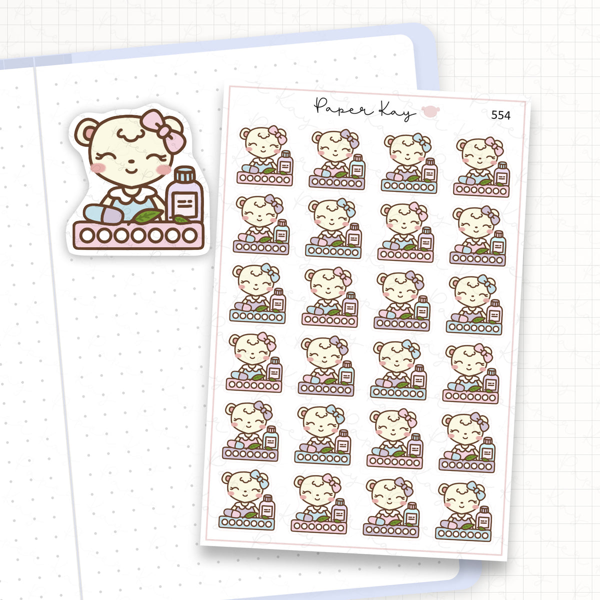 Zoomed in image of the doodles from a character planner sticker sheet.