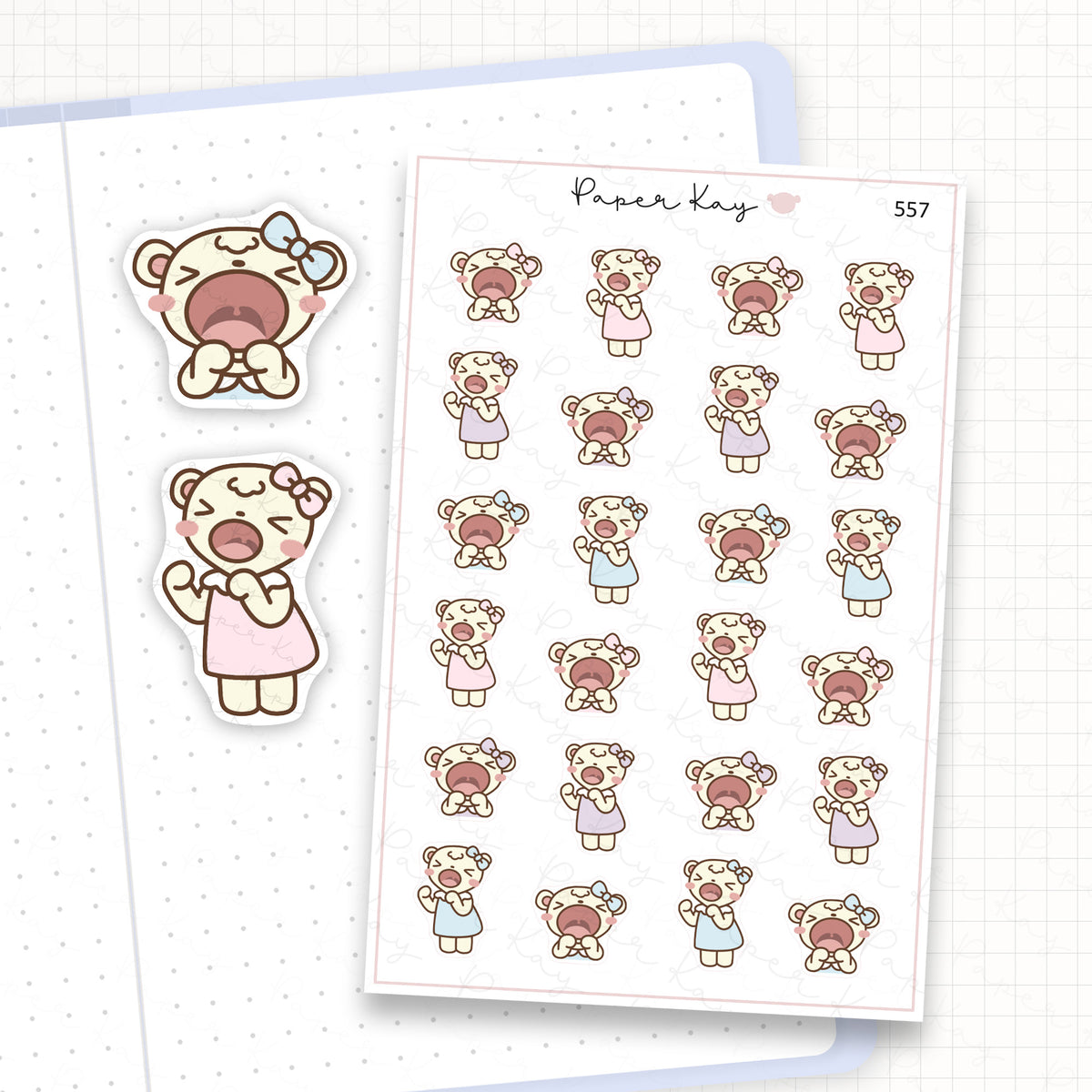 Zoomed in image of the doodles from a character planner sticker sheet.