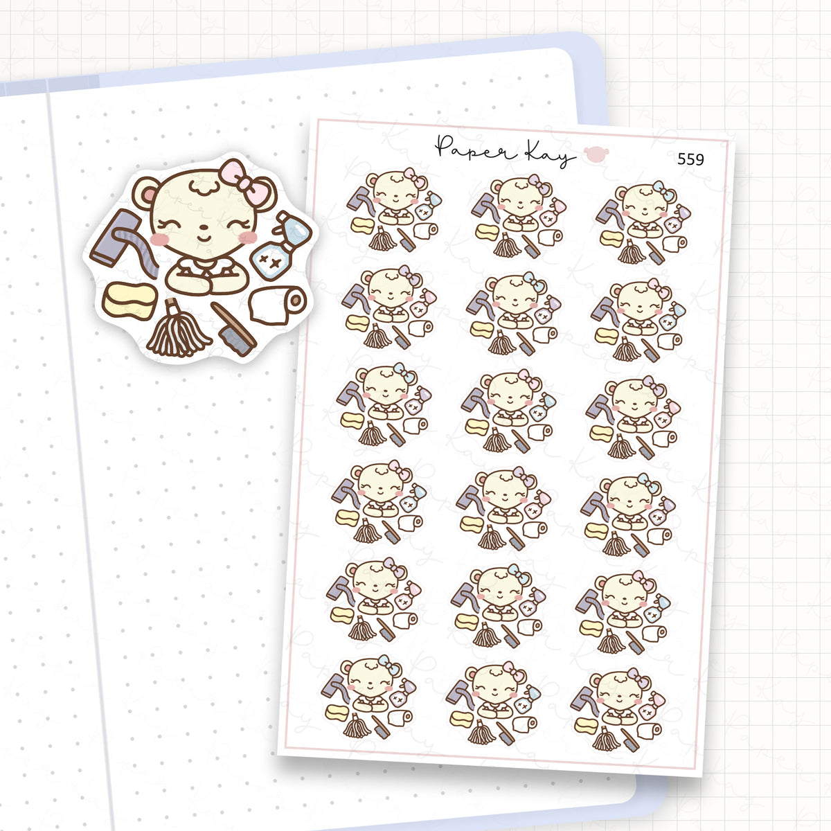 Zoomed in image of the doodles from a character planner sticker sheet.