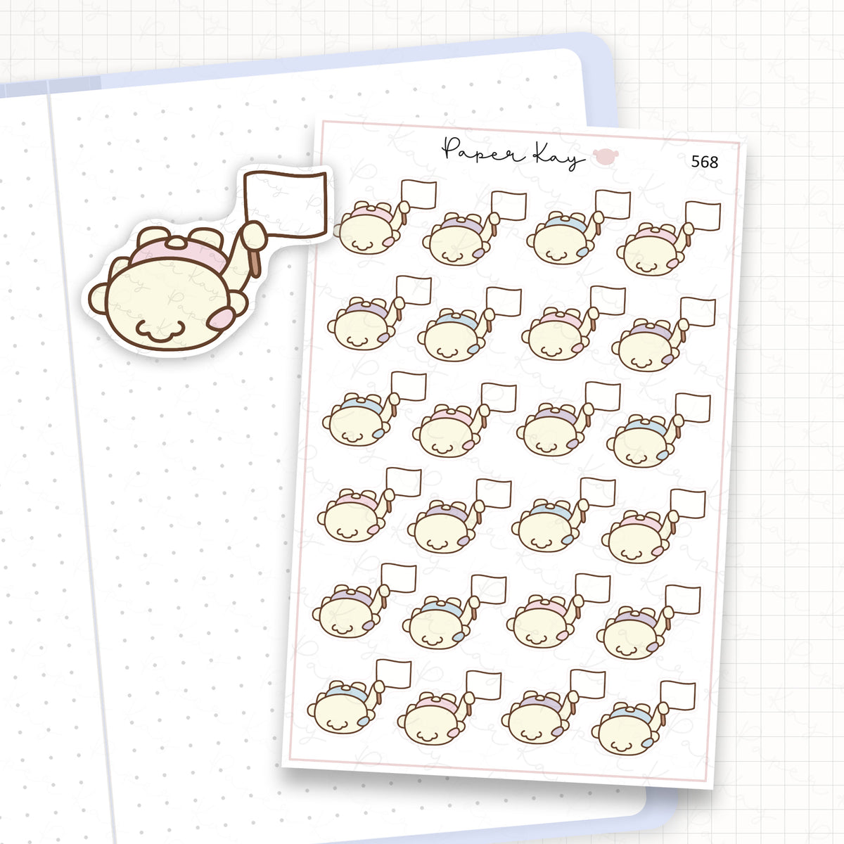 Zoomed in image of the doodles from a character planner sticker sheet.