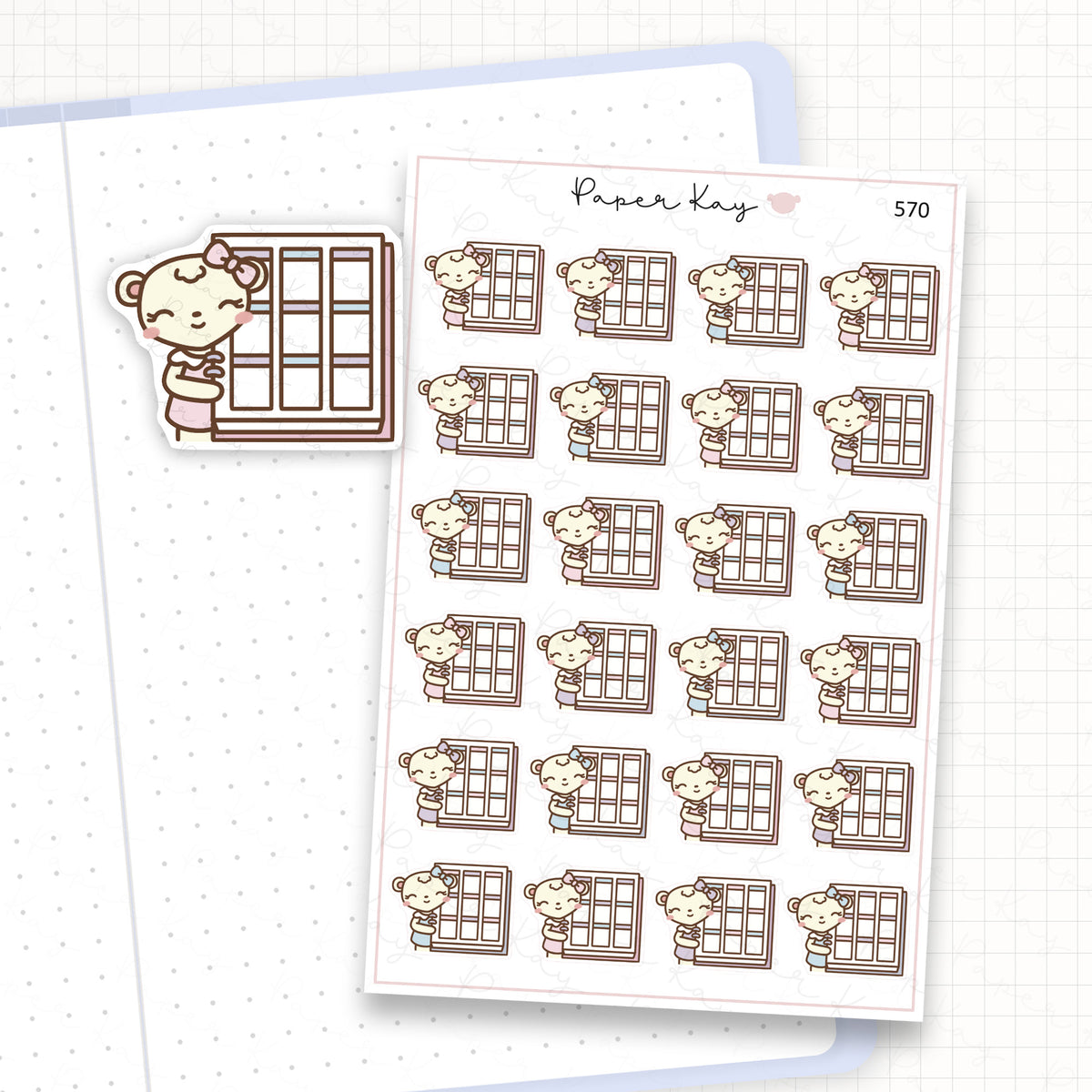 Zoomed in image of the doodles from a character planner sticker sheet.