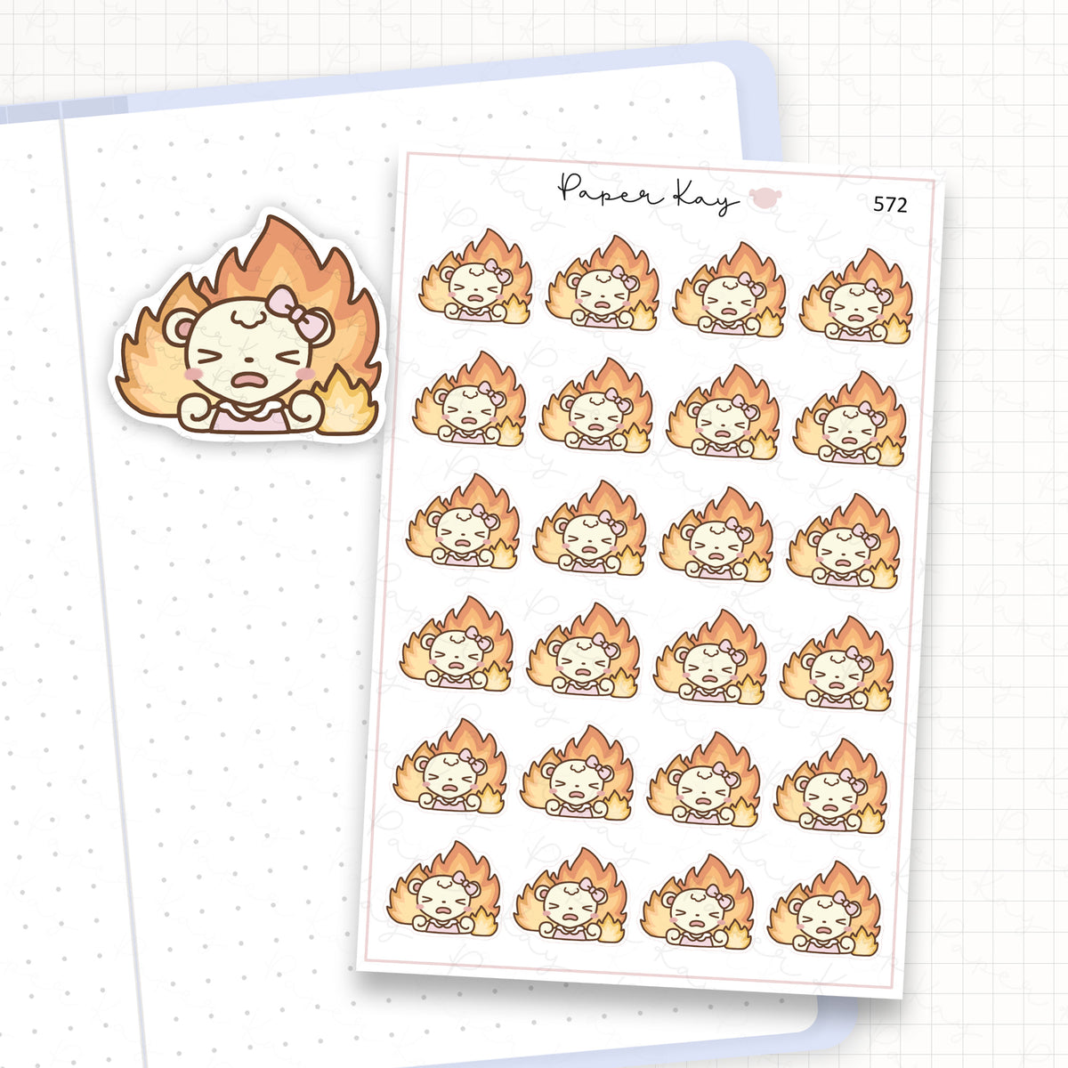 Zoomed in image of the doodles from a character planner sticker sheet.