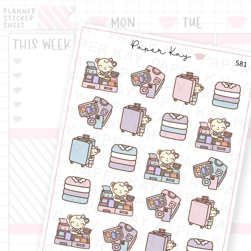 Packing Suitcase/Trip/Holiday/Vacation Planner Sticker Sheet