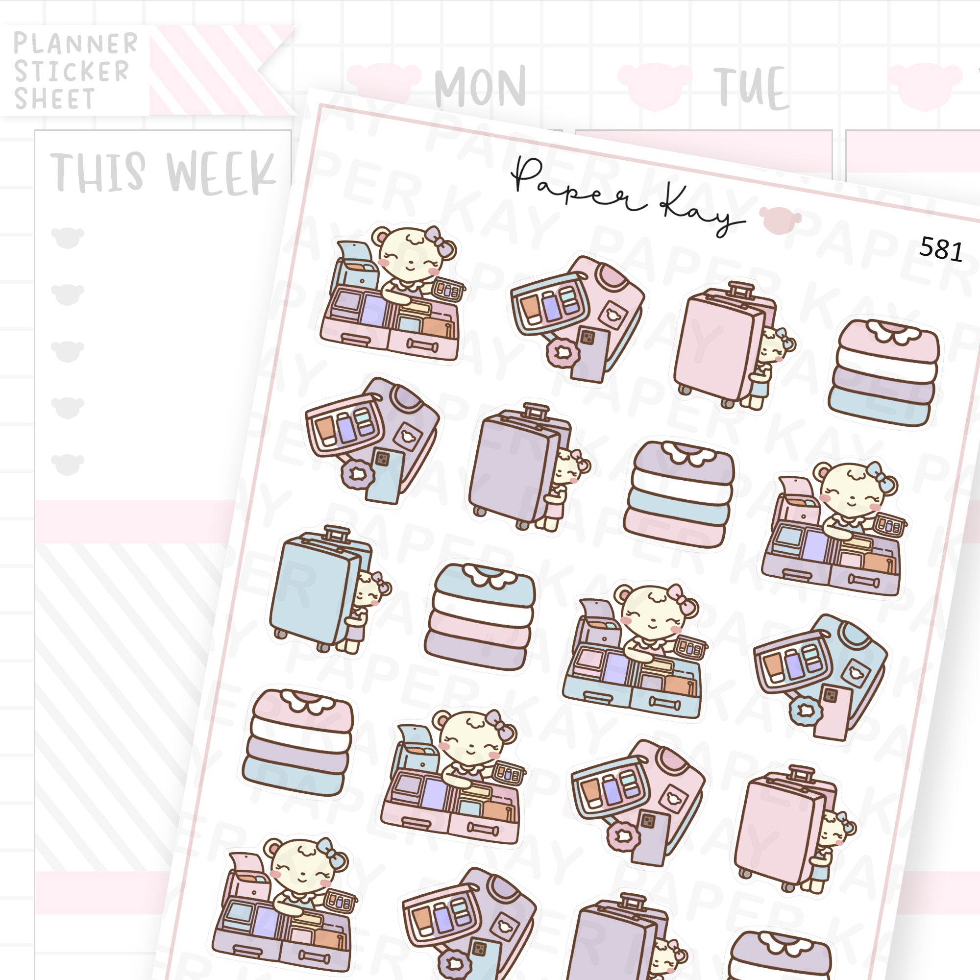 Packing Suitcase/Trip/Holiday/Vacation Planner Sticker Sheet