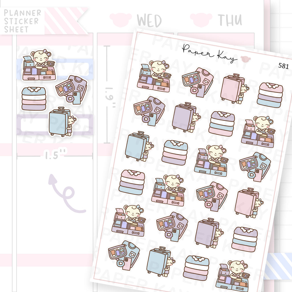 Packing Suitcase/Trip/Holiday/Vacation Planner Sticker Sheet