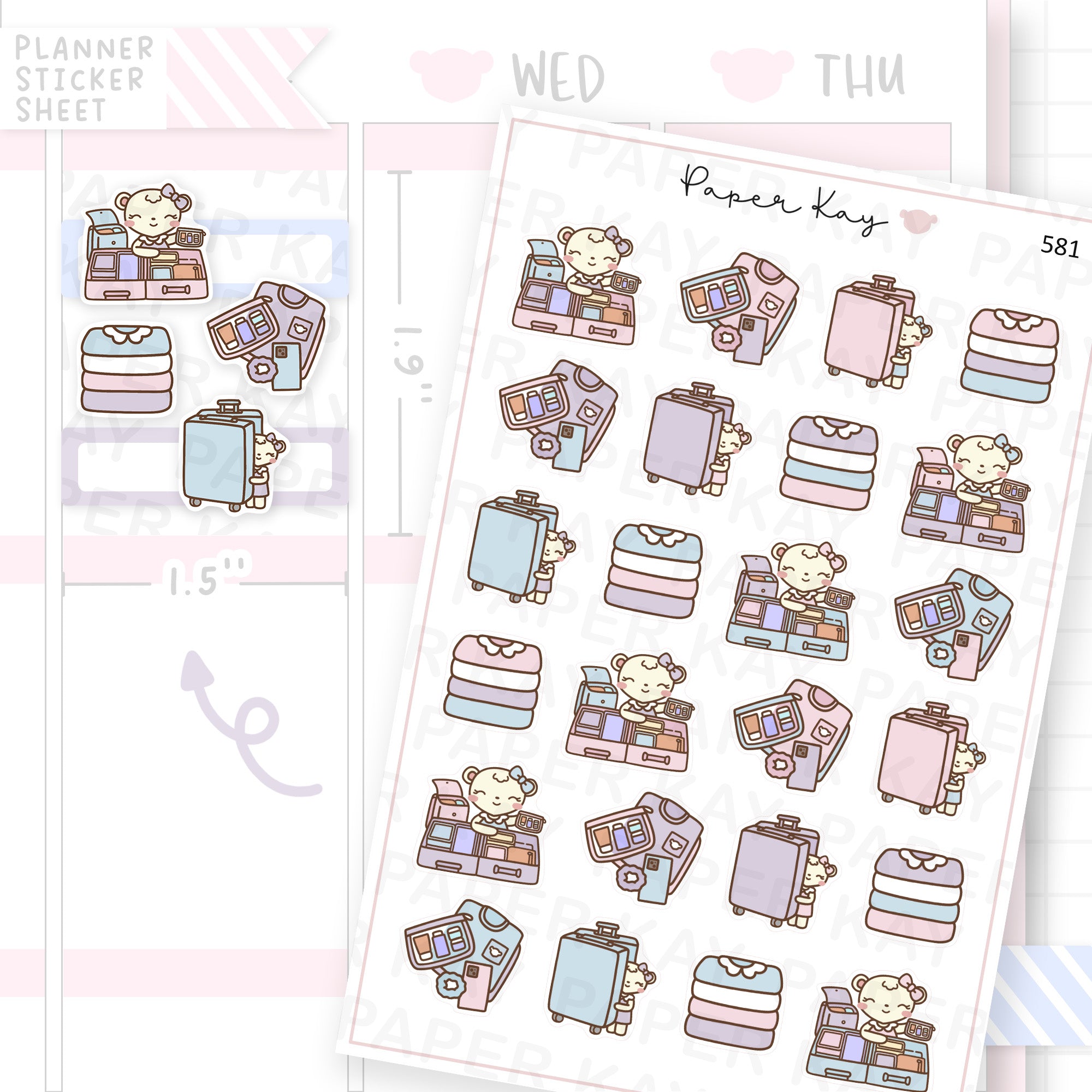 Packing Suitcase/Trip/Holiday/Vacation Planner Sticker Sheet