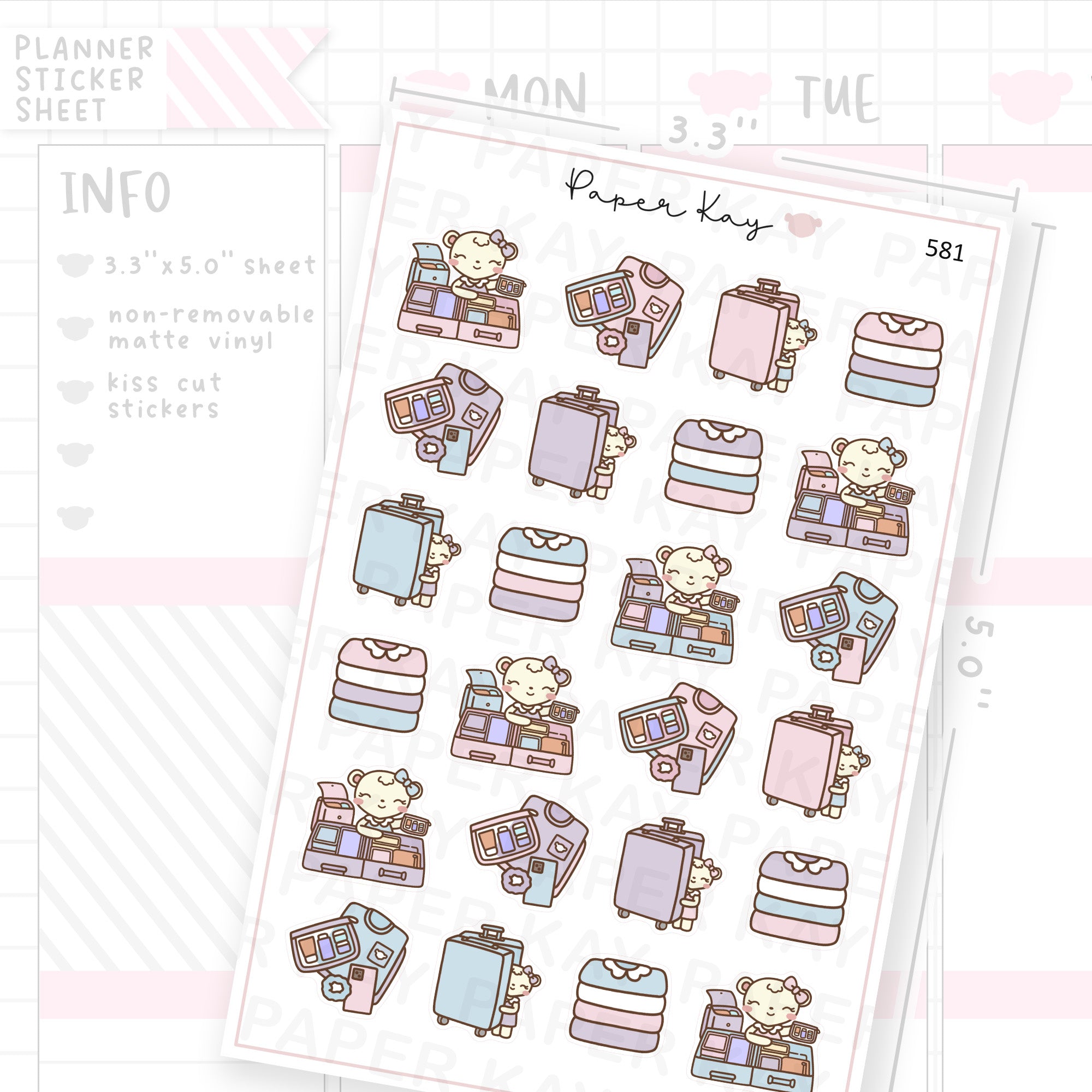 Packing Suitcase/Trip/Holiday/Vacation Planner Sticker Sheet