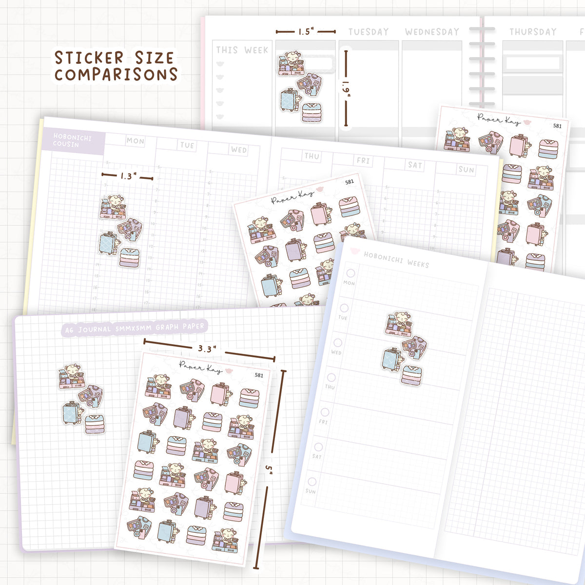 Packing Suitcase/Trip/Holiday/Vacation Planner Sticker Sheet