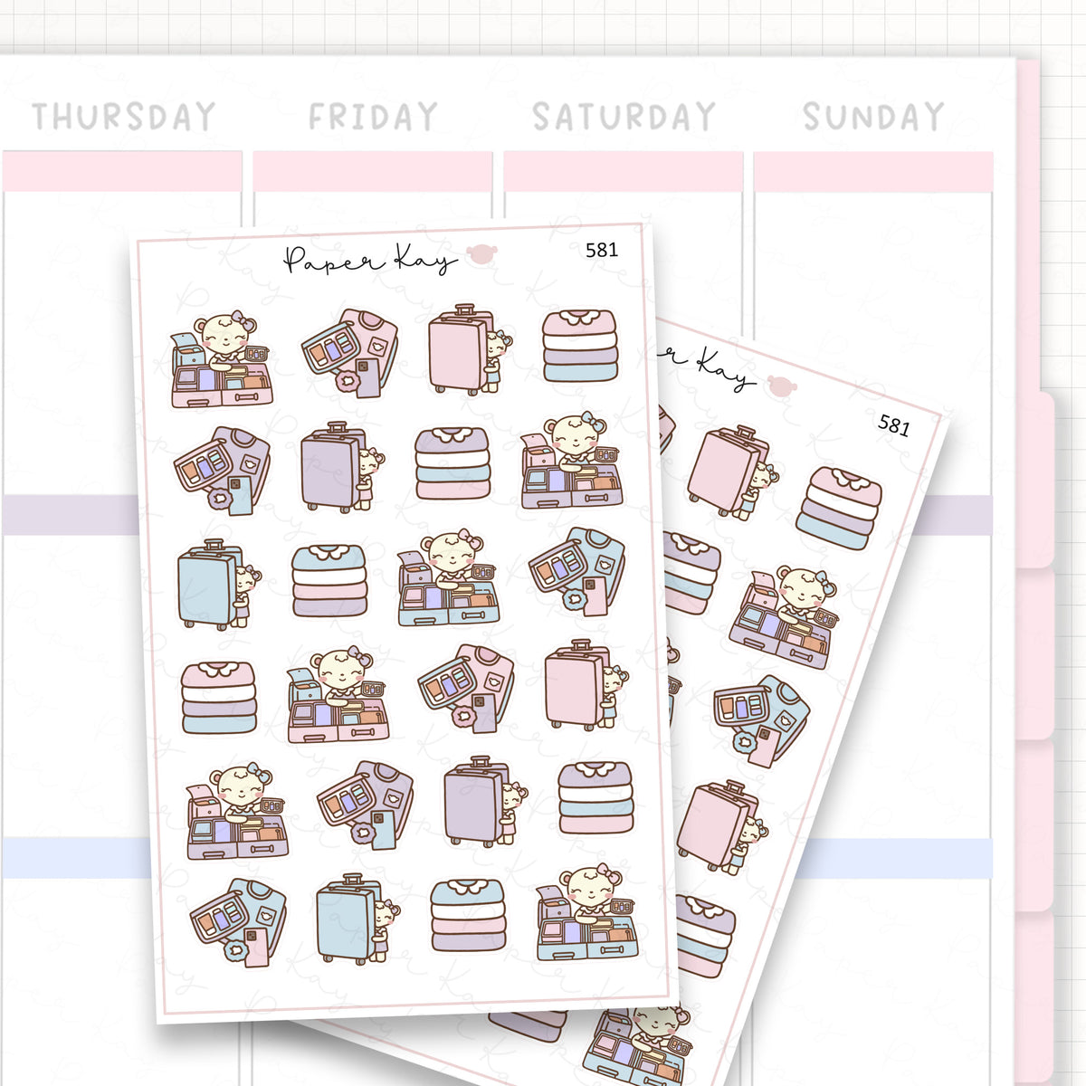 Packing Suitcase/Trip/Holiday/Vacation Planner Sticker Sheet