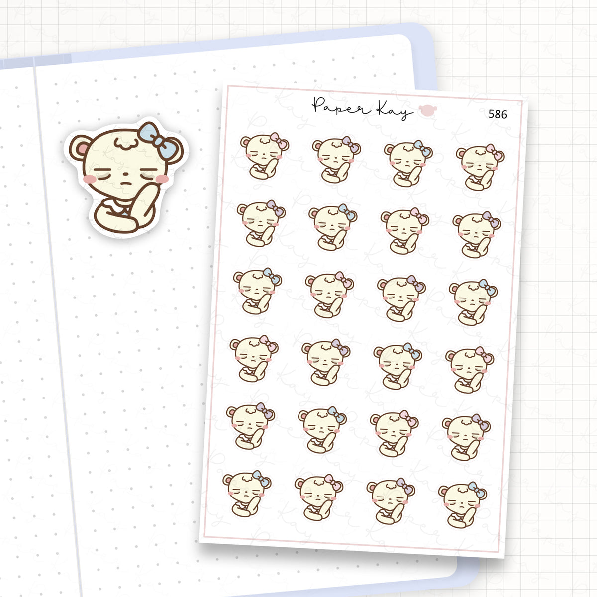 Zoomed in image of the doodles from a character planner sticker sheet.