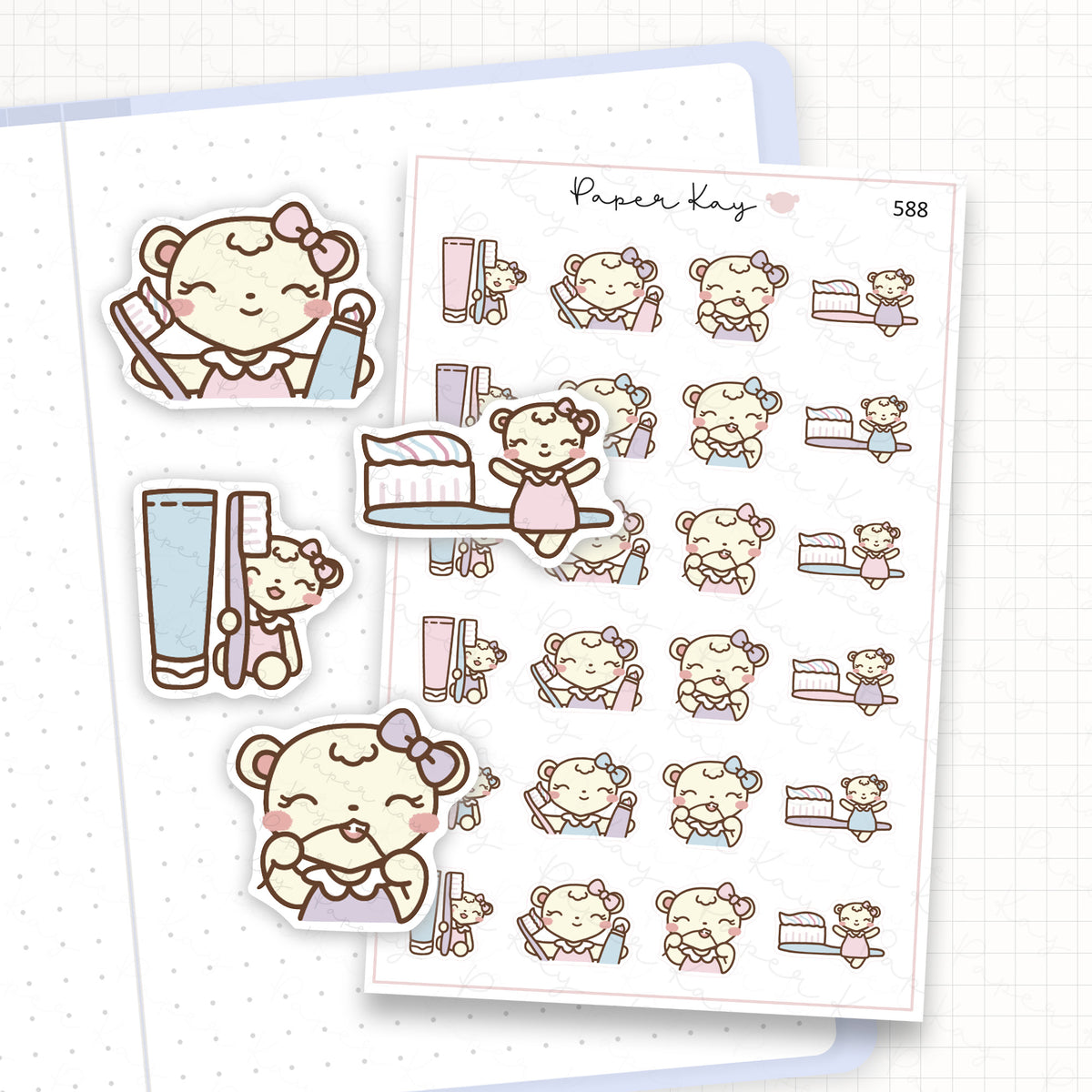 Zoomed in image of the doodles from a character planner sticker sheet.