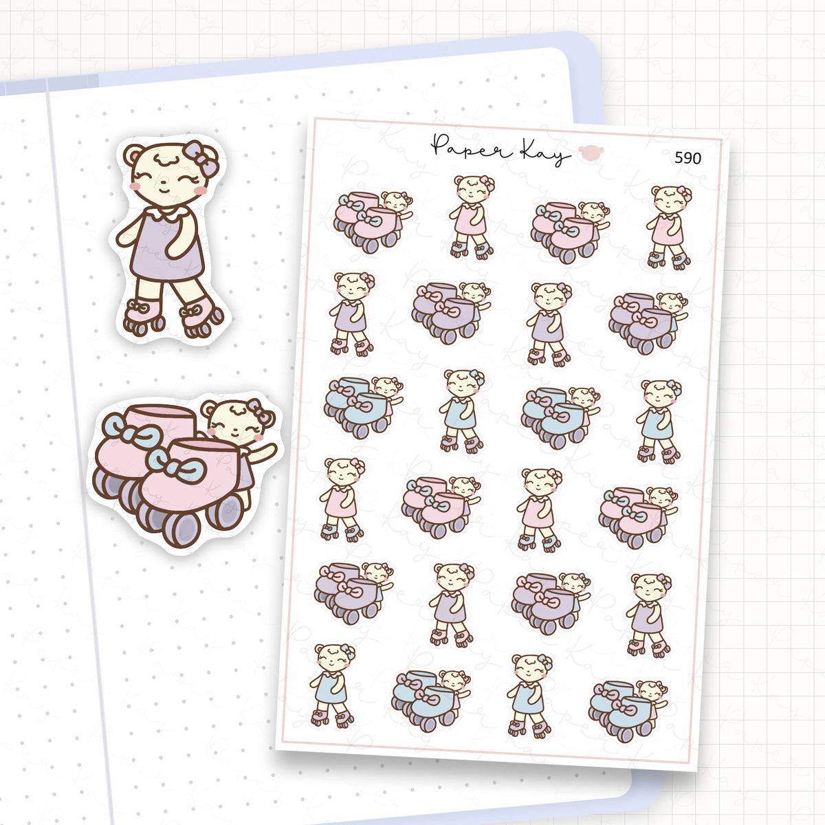Zoomed in image of the doodles from a character planner sticker sheet.