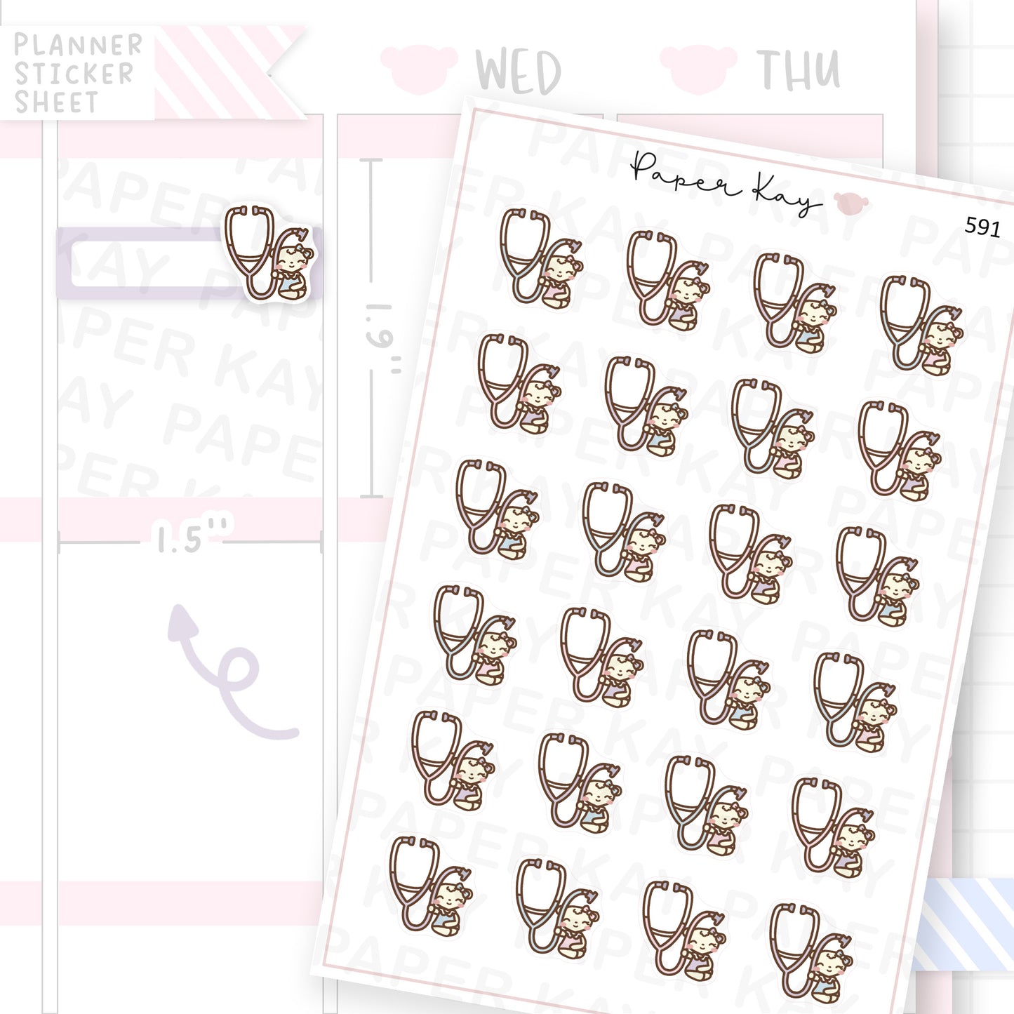 DTB Stethoscope/Hospital/GP Appointment Planner Sticker Sheet