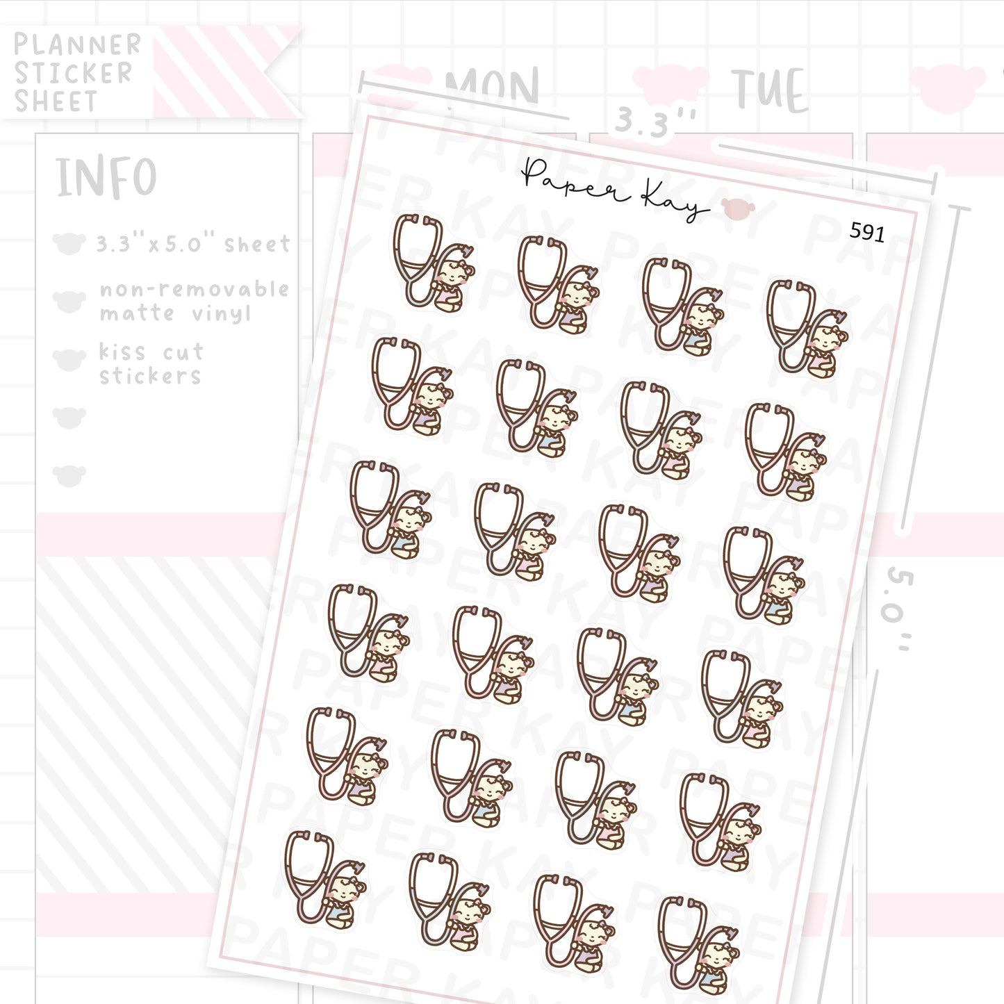 DTB Stethoscope/Hospital/GP Appointment Planner Sticker Sheet
