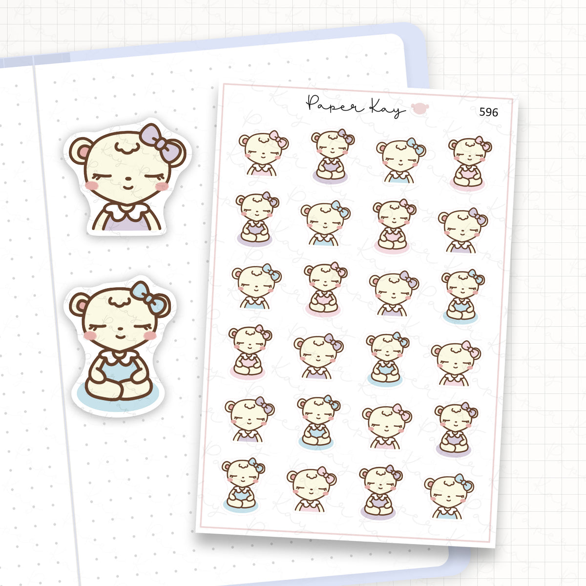 Zoomed in image of the doodles from a character planner sticker sheet.