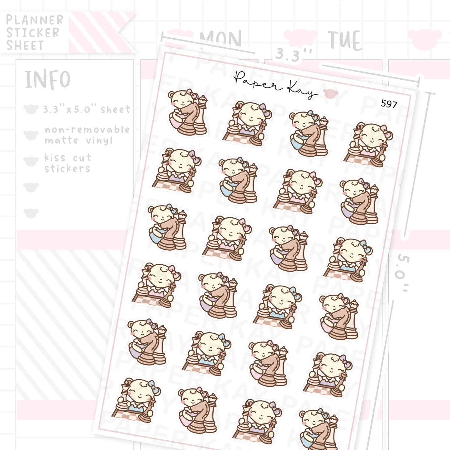 DTB with Chess Pieces Planner Sticker Sheet
