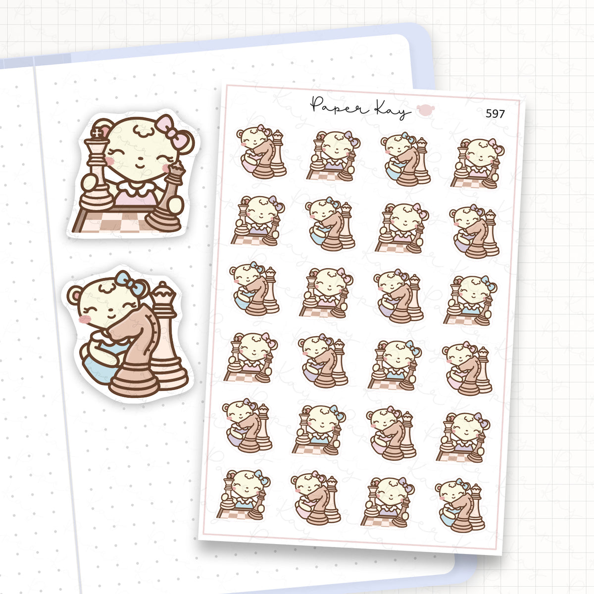 Zoomed in image of the doodles from a character planner sticker sheet.
