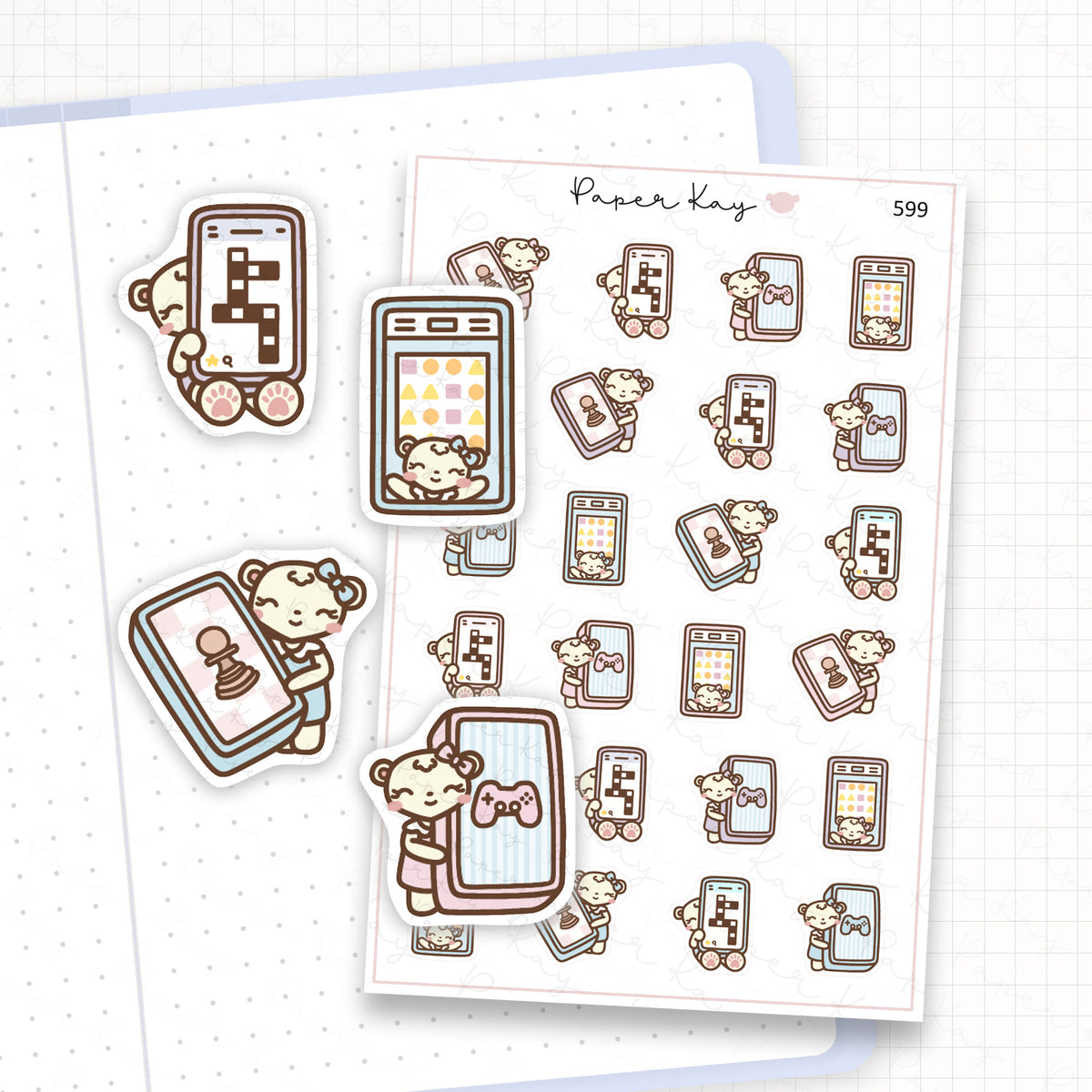 Zoomed in image of the doodles from a character planner sticker sheet.