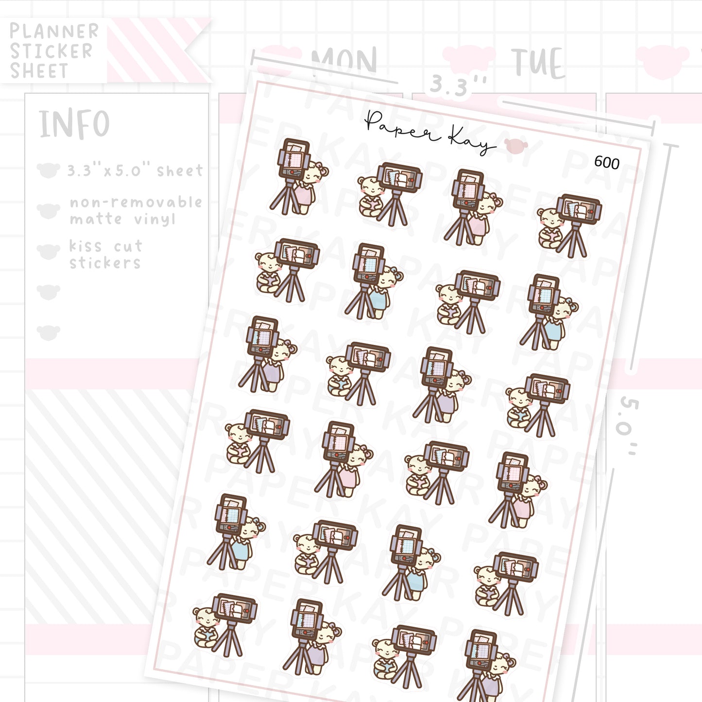 DTB Filming a Planner Video Planner Sticker Sheet