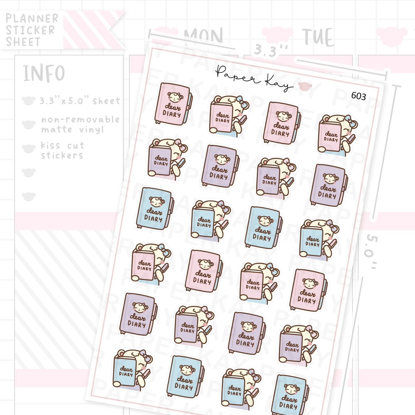 DTB's Dear Diary Planner Sticker Sheet