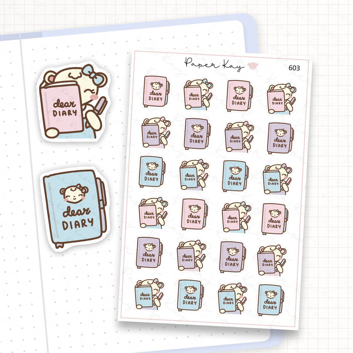 Zoomed in image of the doodles from a character planner sticker sheet.