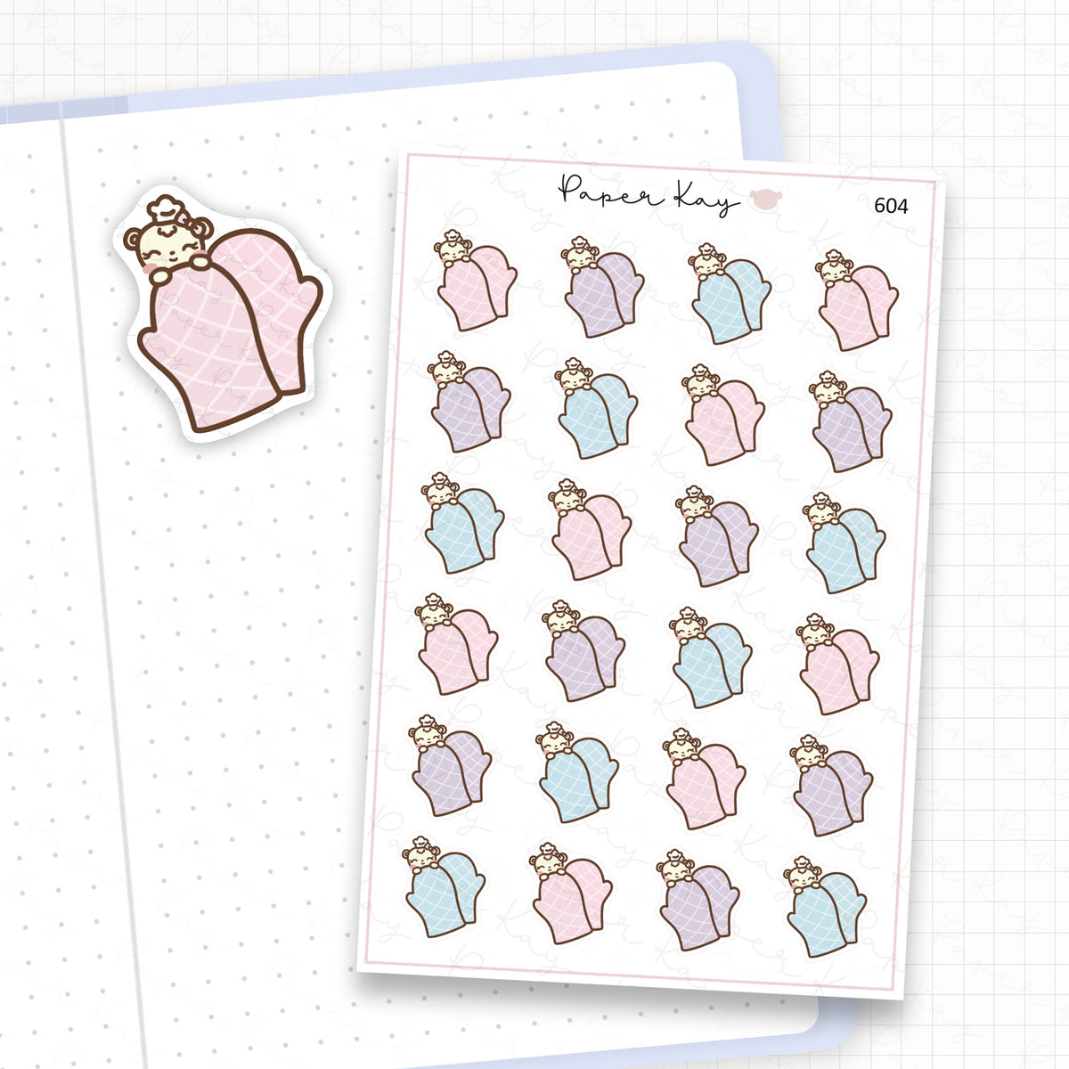 Zoomed in image of the doodles from a character planner sticker sheet.