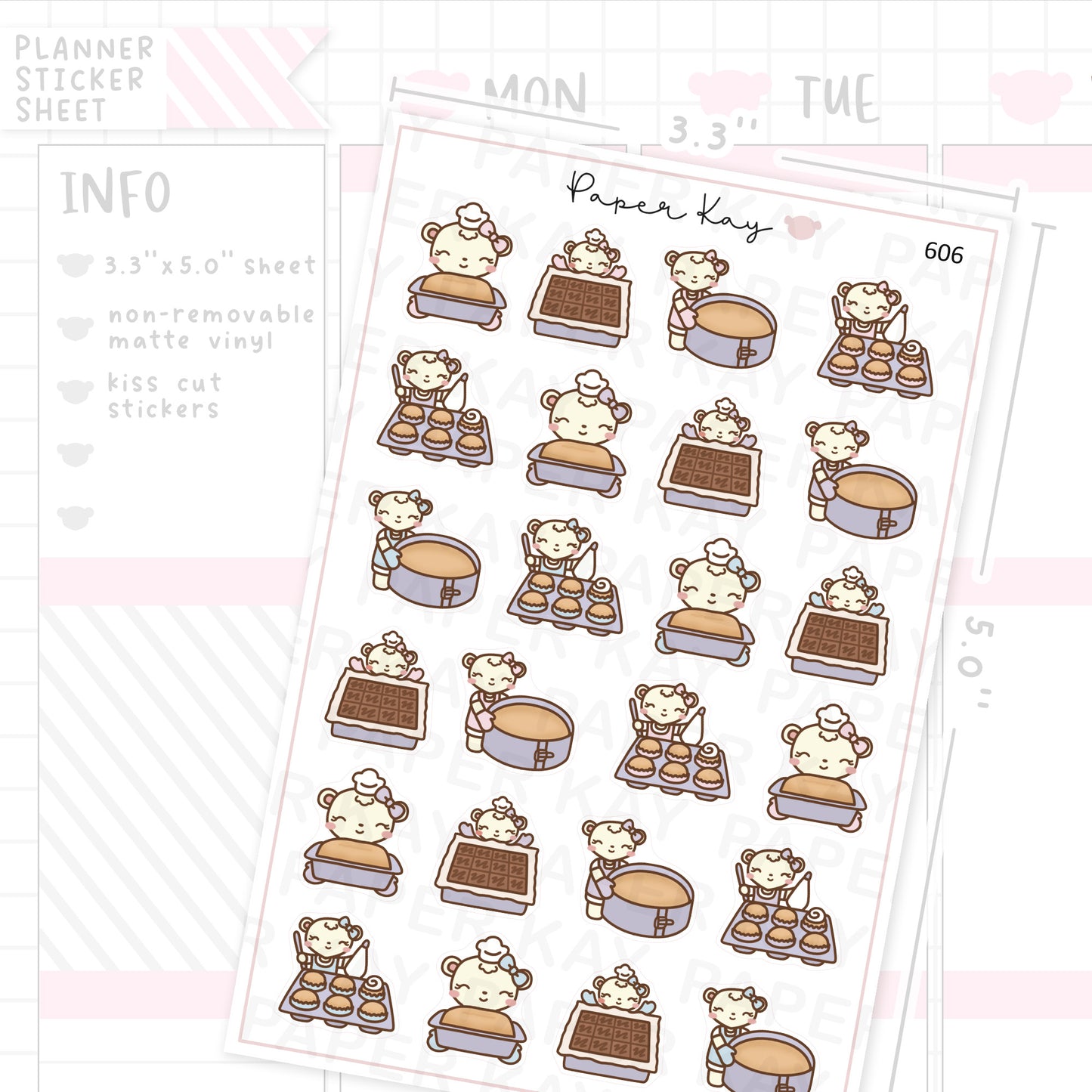 DTB Baking Cakes and Brownies Planner Sticker Sheet