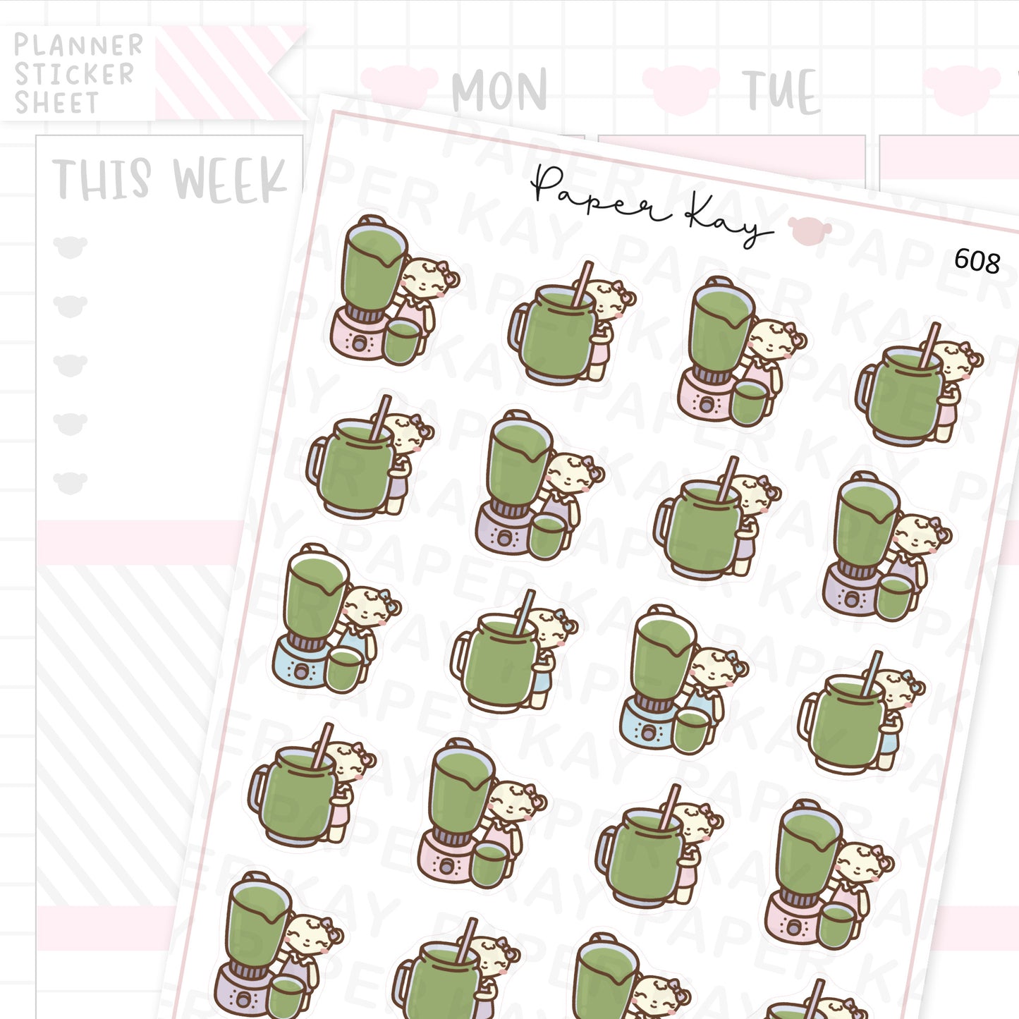 Green Juice Planner Sticker Sheet