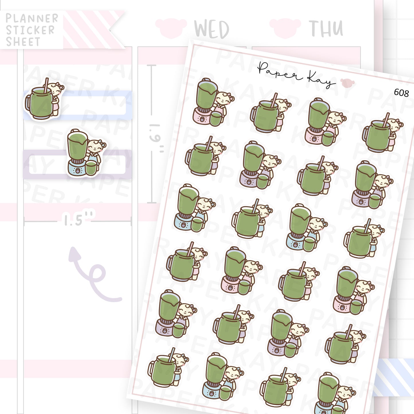 Green Juice Planner Sticker Sheet
