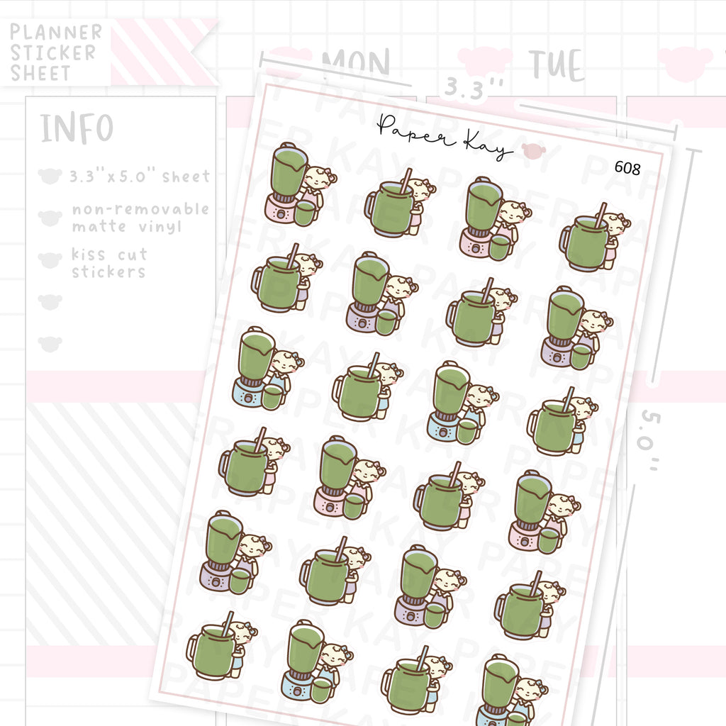 Green Juice Planner Sticker Sheet