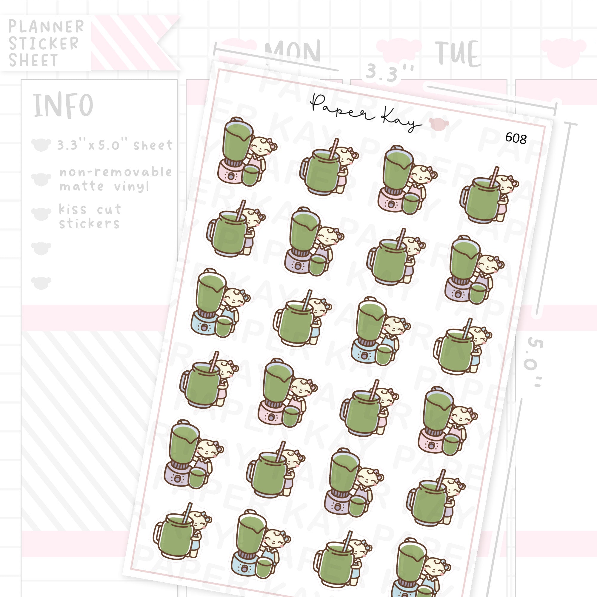 Green Juice Planner Sticker Sheet