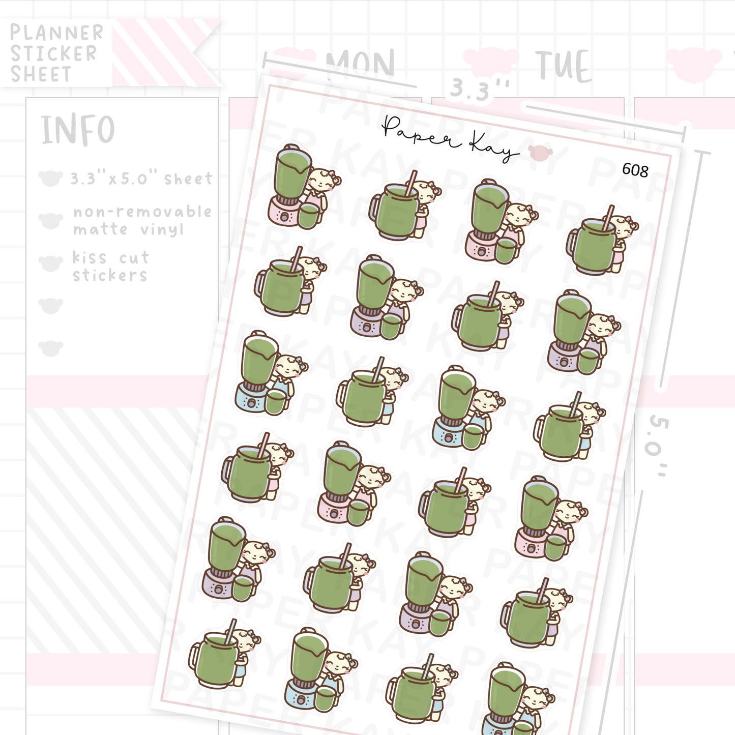 Green Juice Planner Sticker Sheet