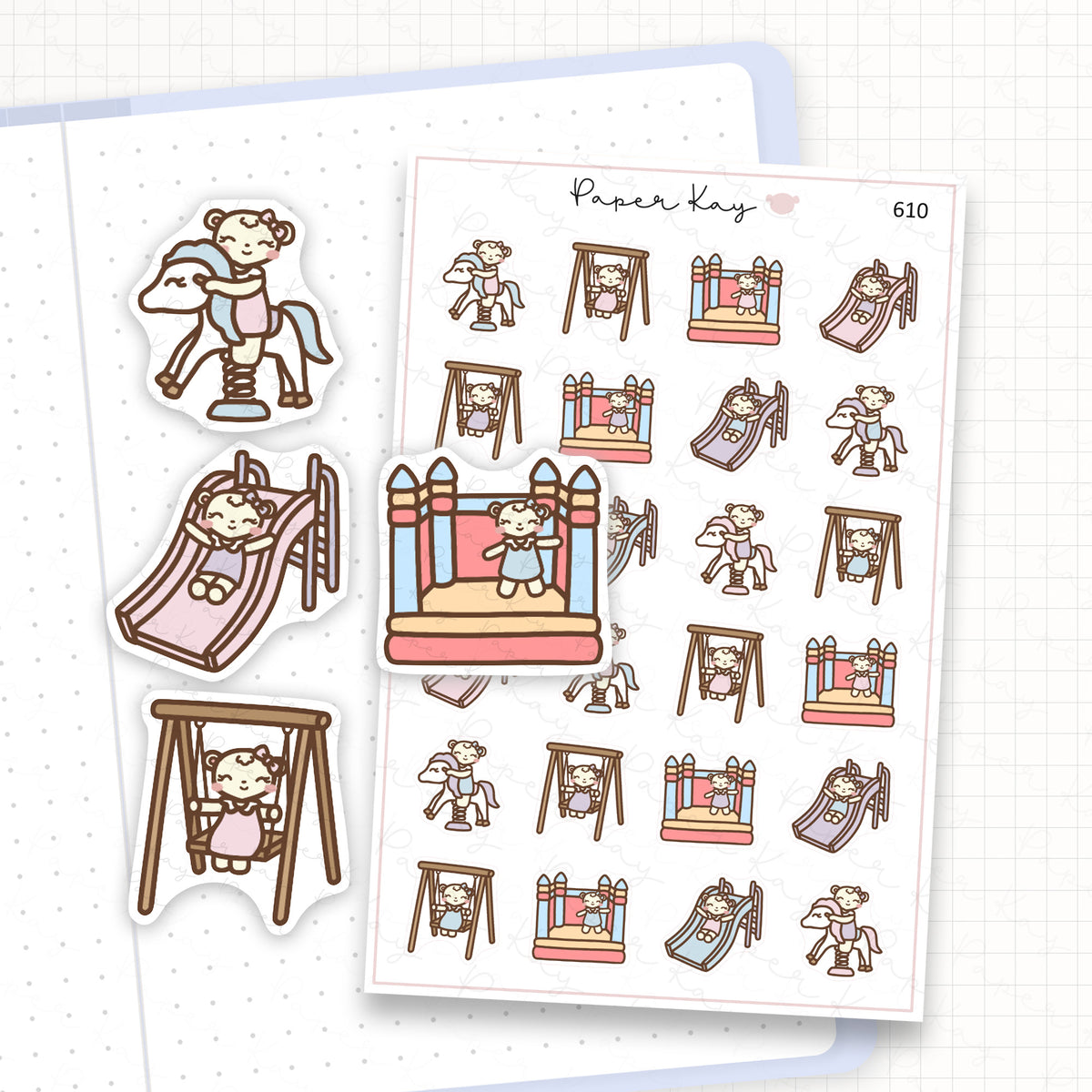 Zoomed in image of the doodles from a character planner sticker sheet.