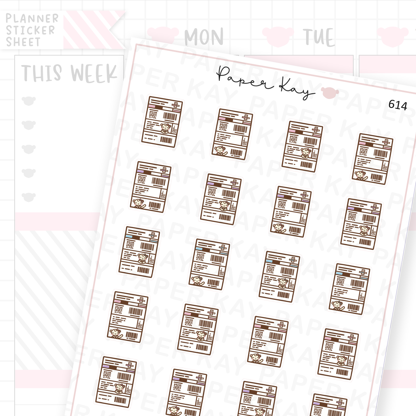 Dot the Bear Postage Label Planner Sticker Sheet