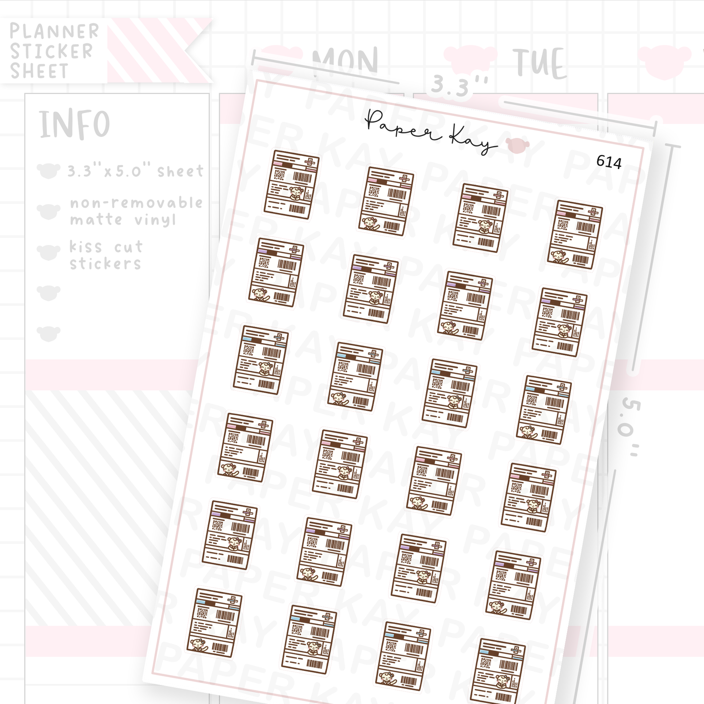 Dot the Bear Postage Label Planner Sticker Sheet