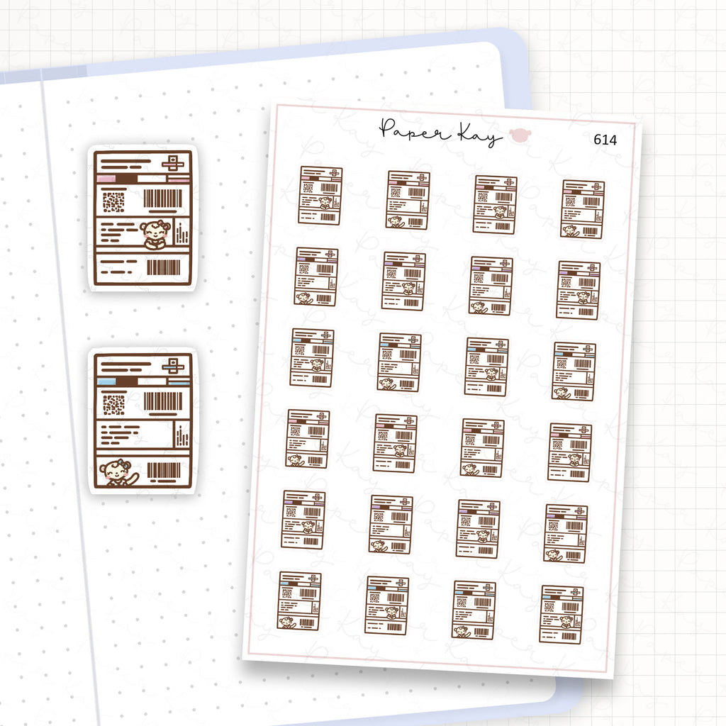 Zoomed in image of the doodles from a character planner sticker sheet.