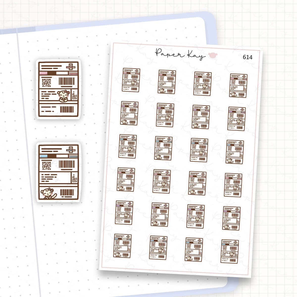 Zoomed in image of the doodles from a character planner sticker sheet.