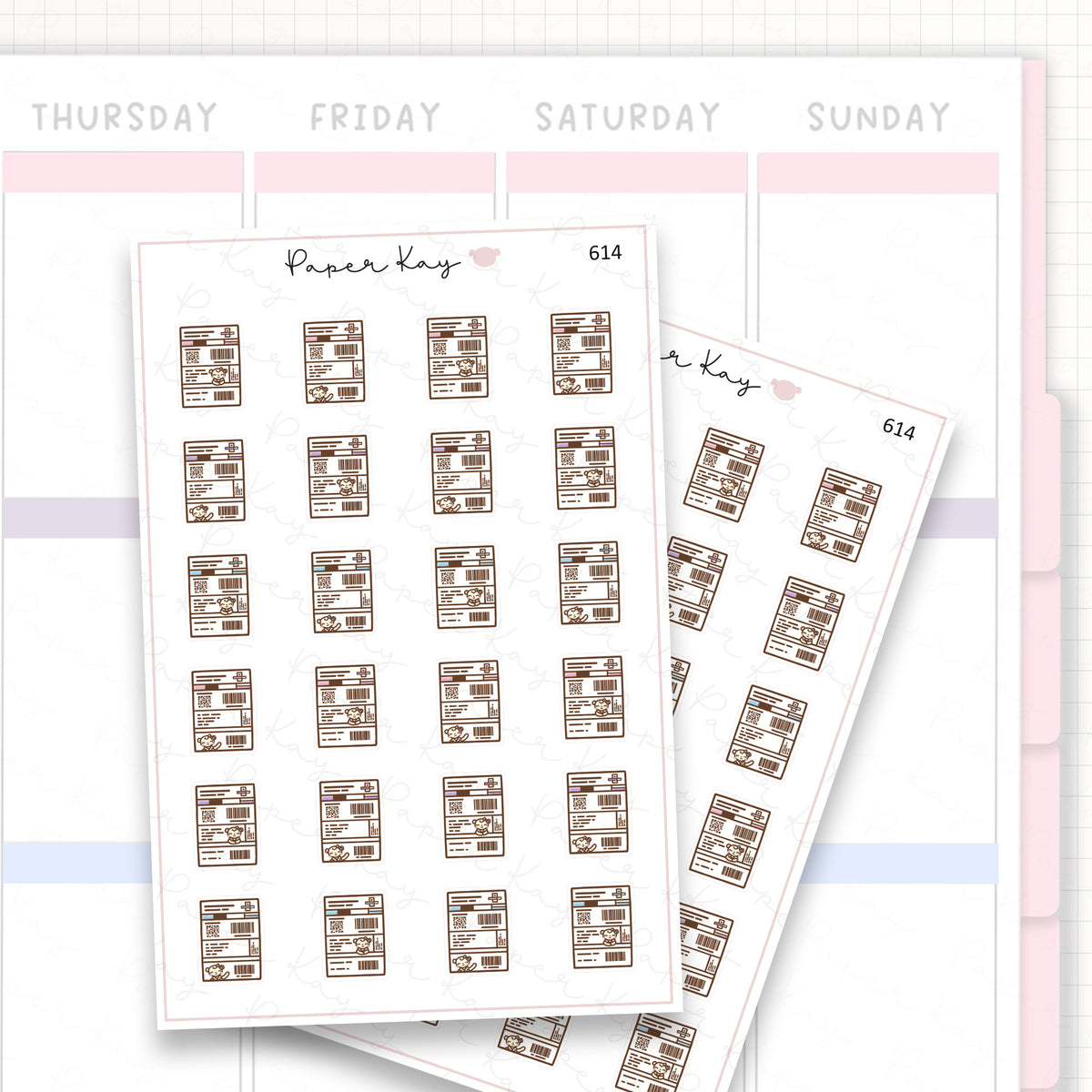 Sticker sheet product measurement.